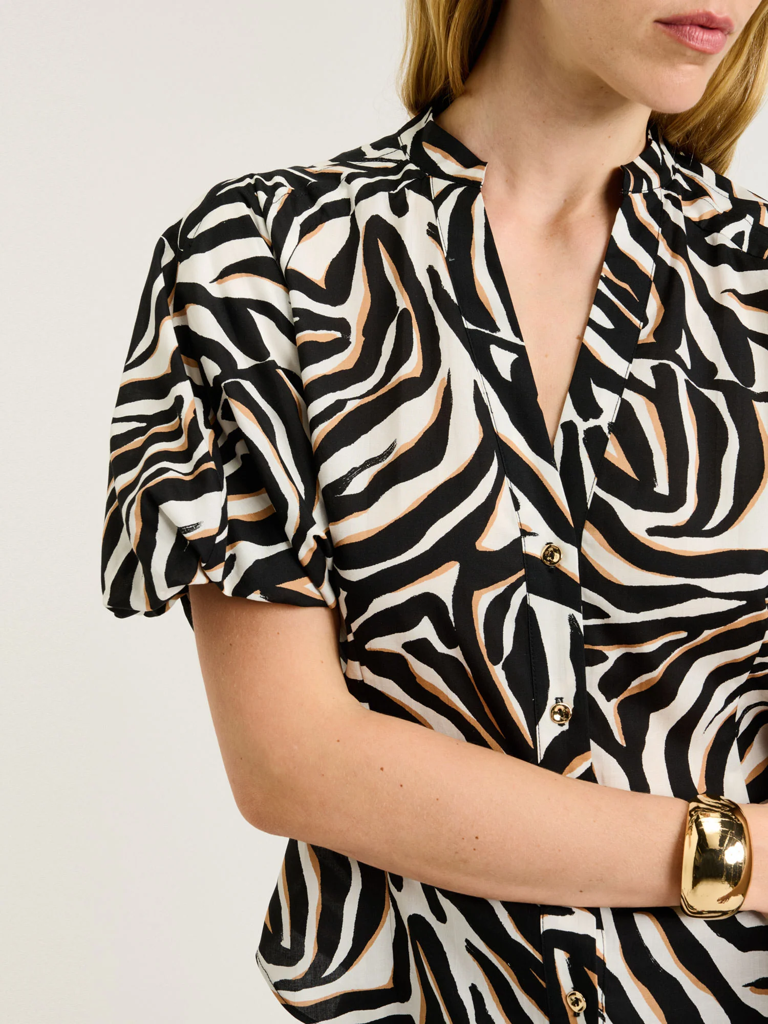 ABSTRACT ZEBRA BLOUSON SLEEVE SHIRT - Image 3