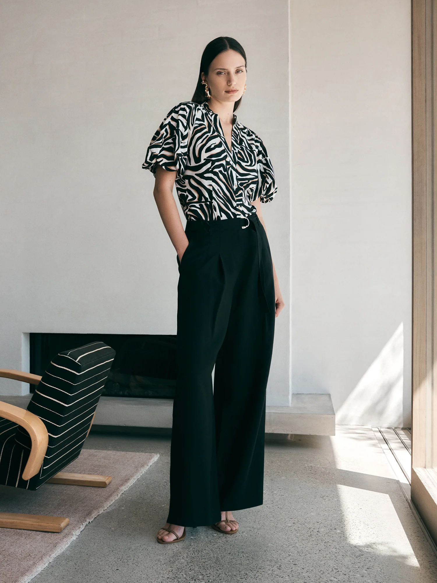 ABSTRACT ZEBRA BLOUSON SLEEVE SHIRT - Image 5