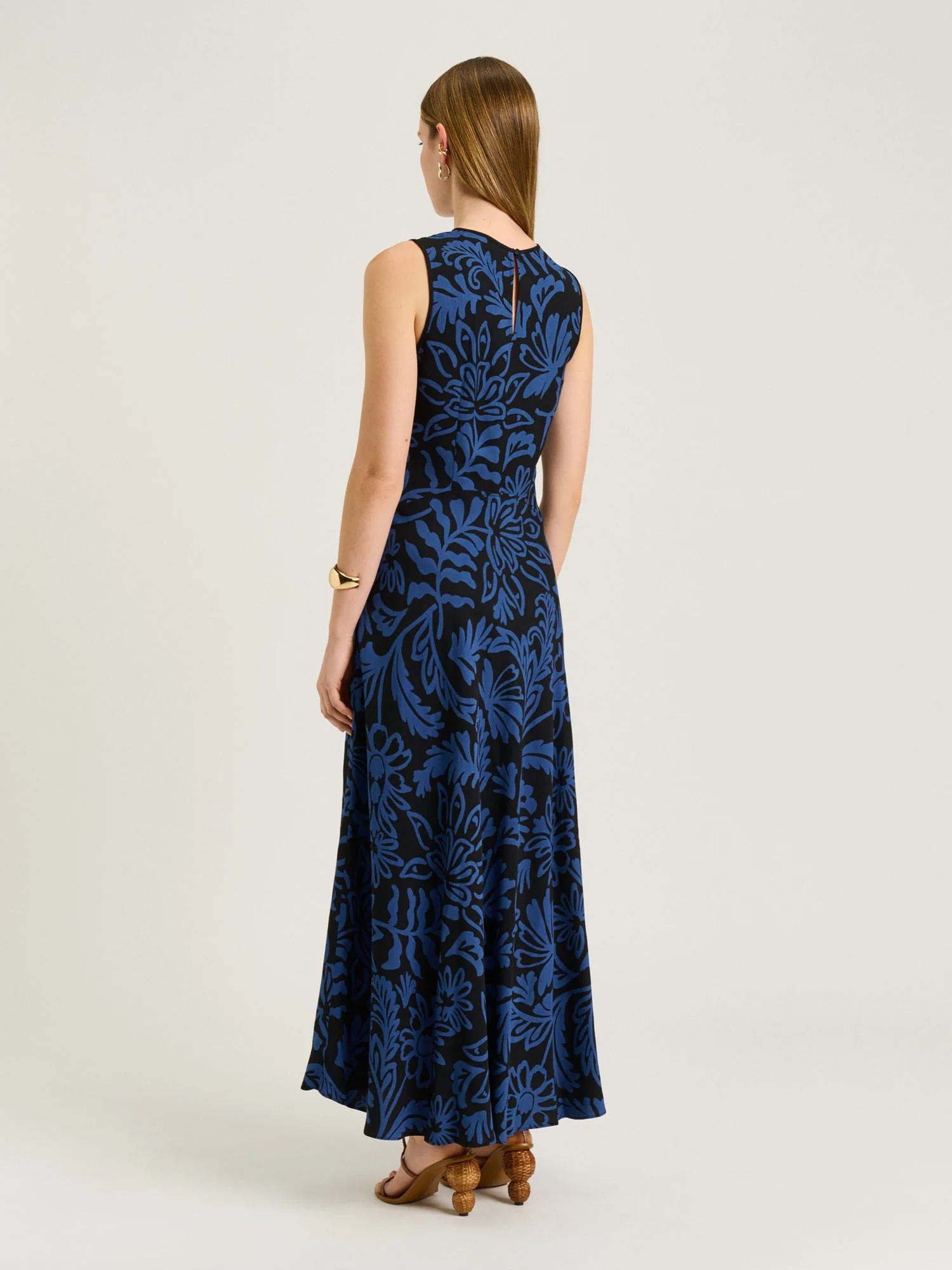BLUE PETITE FILIGREE EMPIRE MIDI DRESS - Image 4
