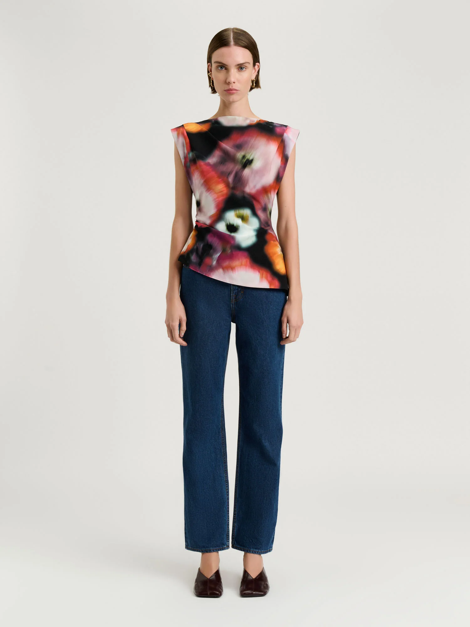 BLUR FLORAL ASYMMETRIC TOP - Image 2