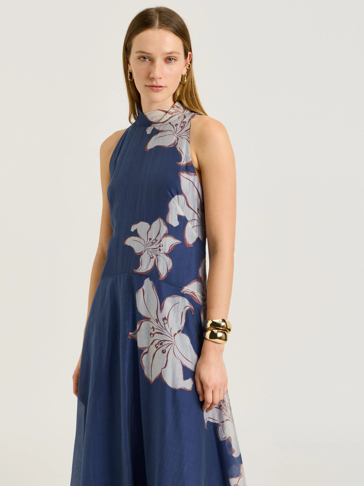CHAMBRAY LILY HALTER MAXI DRESS - Image 2