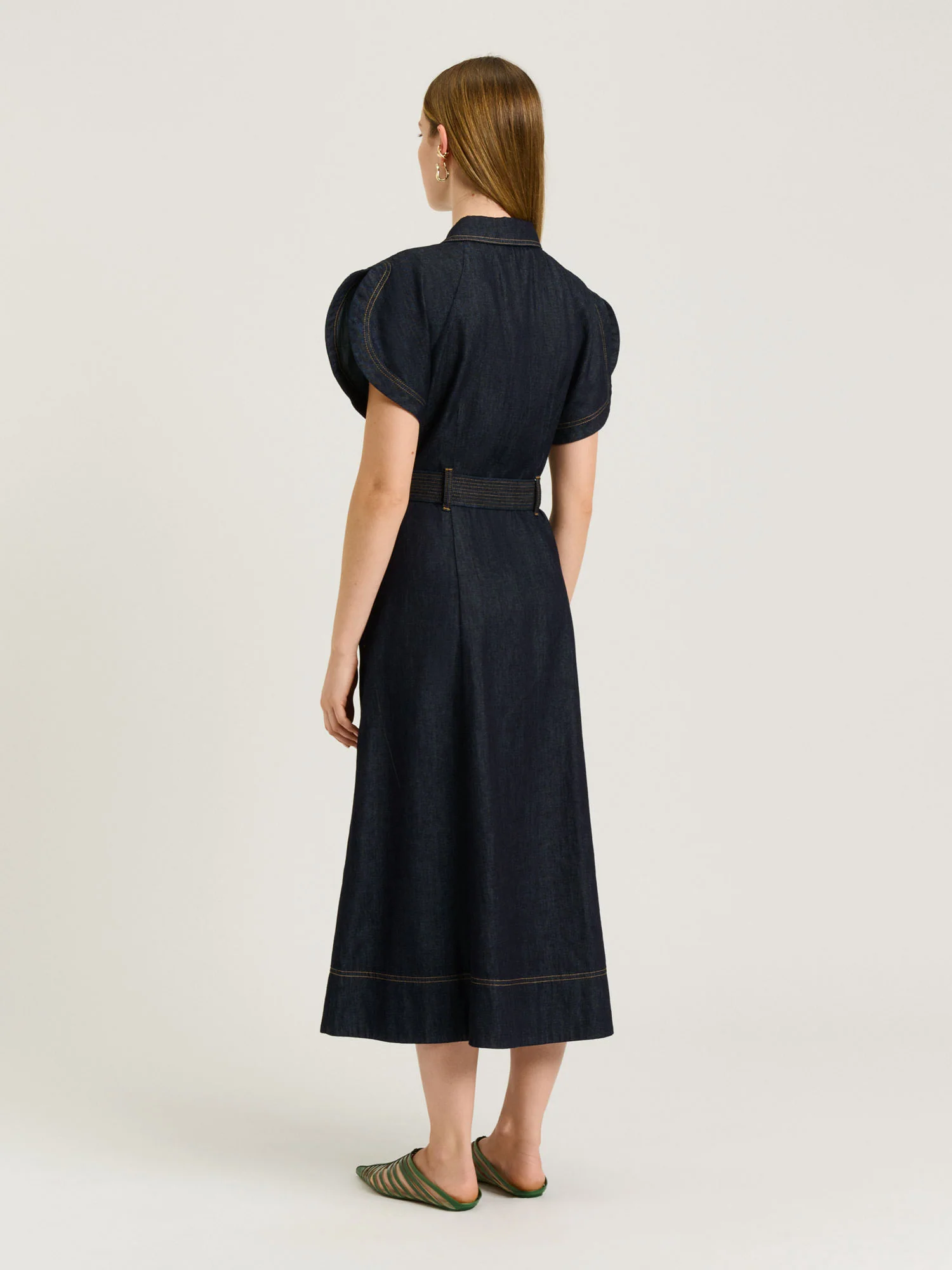 COTTON LYOCELL DENIM BELTED SHIRTDRESS - Image 5