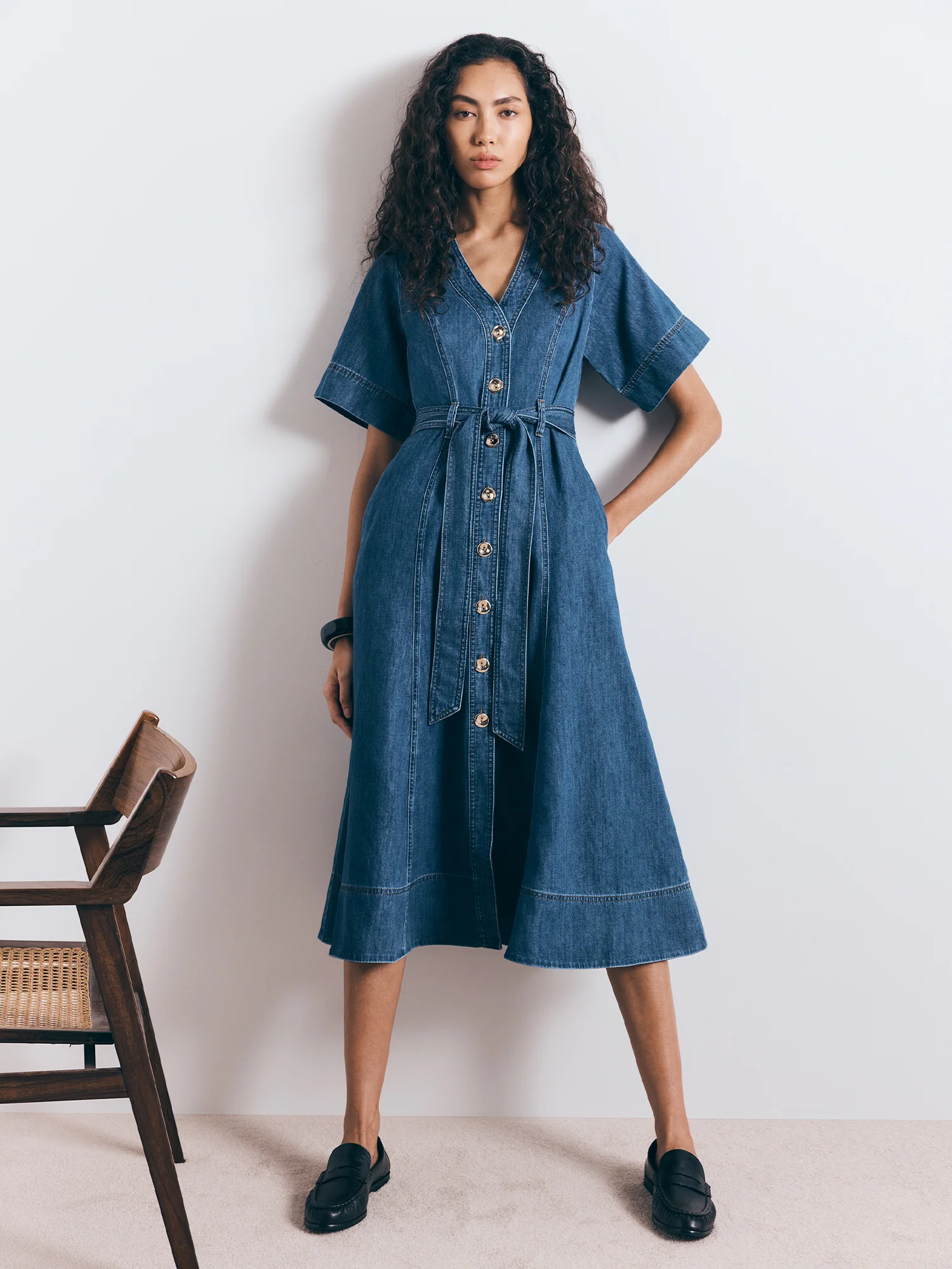 COTTON LYOCELL DENIM SHIRTDRESS - Image 6
