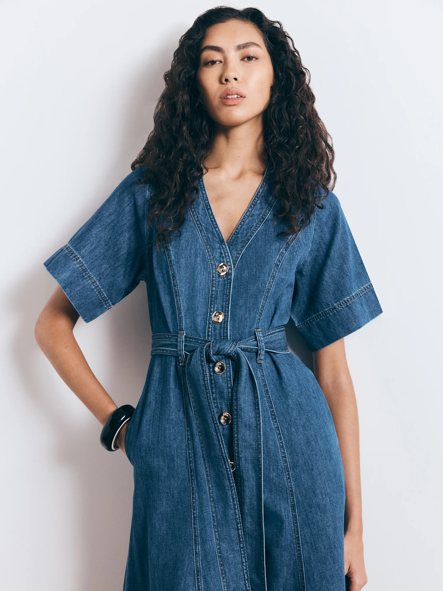 COTTON LYOCELL DENIM SHIRTDRESS - Image 7