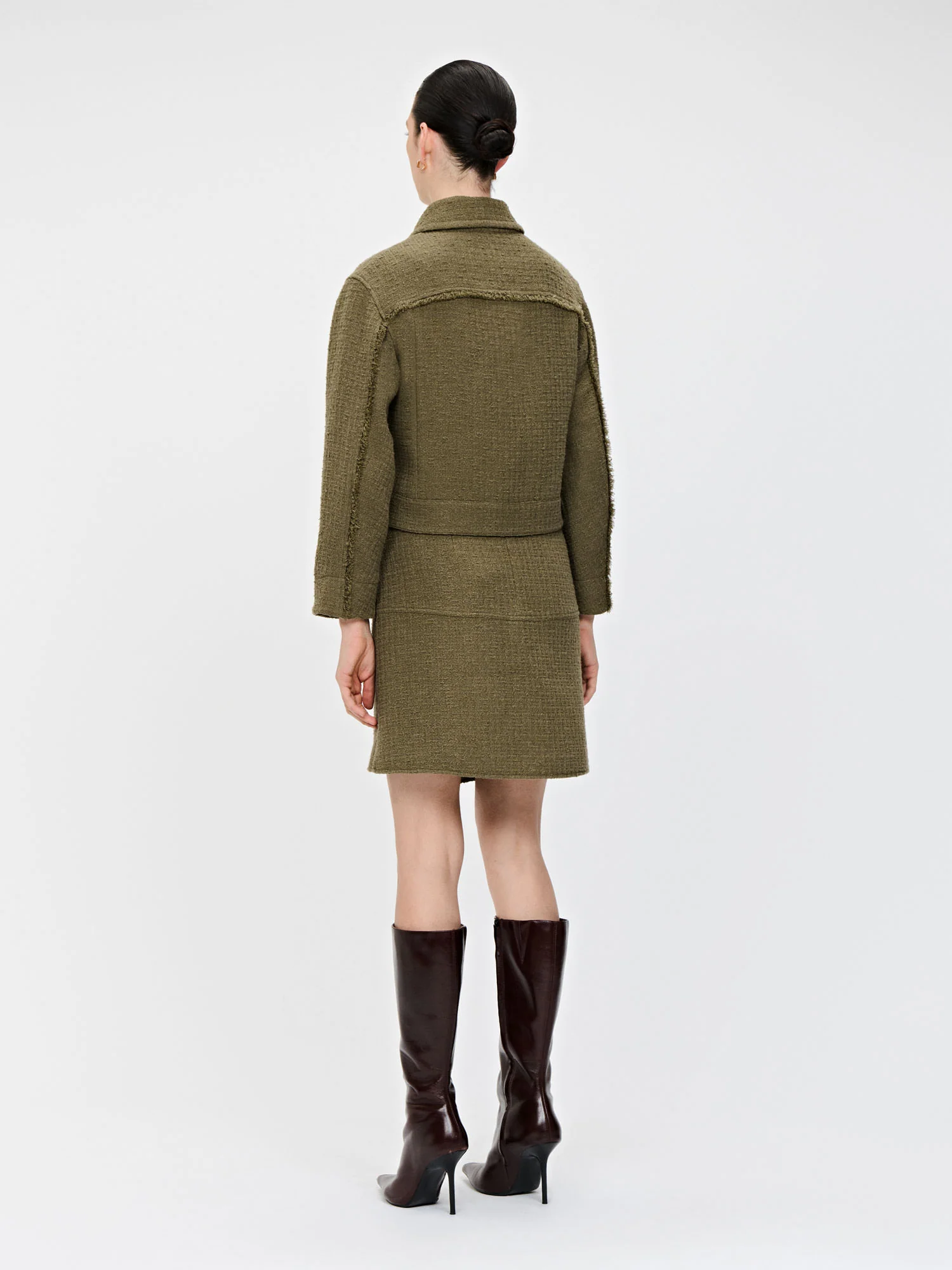 COTTON TWEED WRAP SKIRT - Image 3