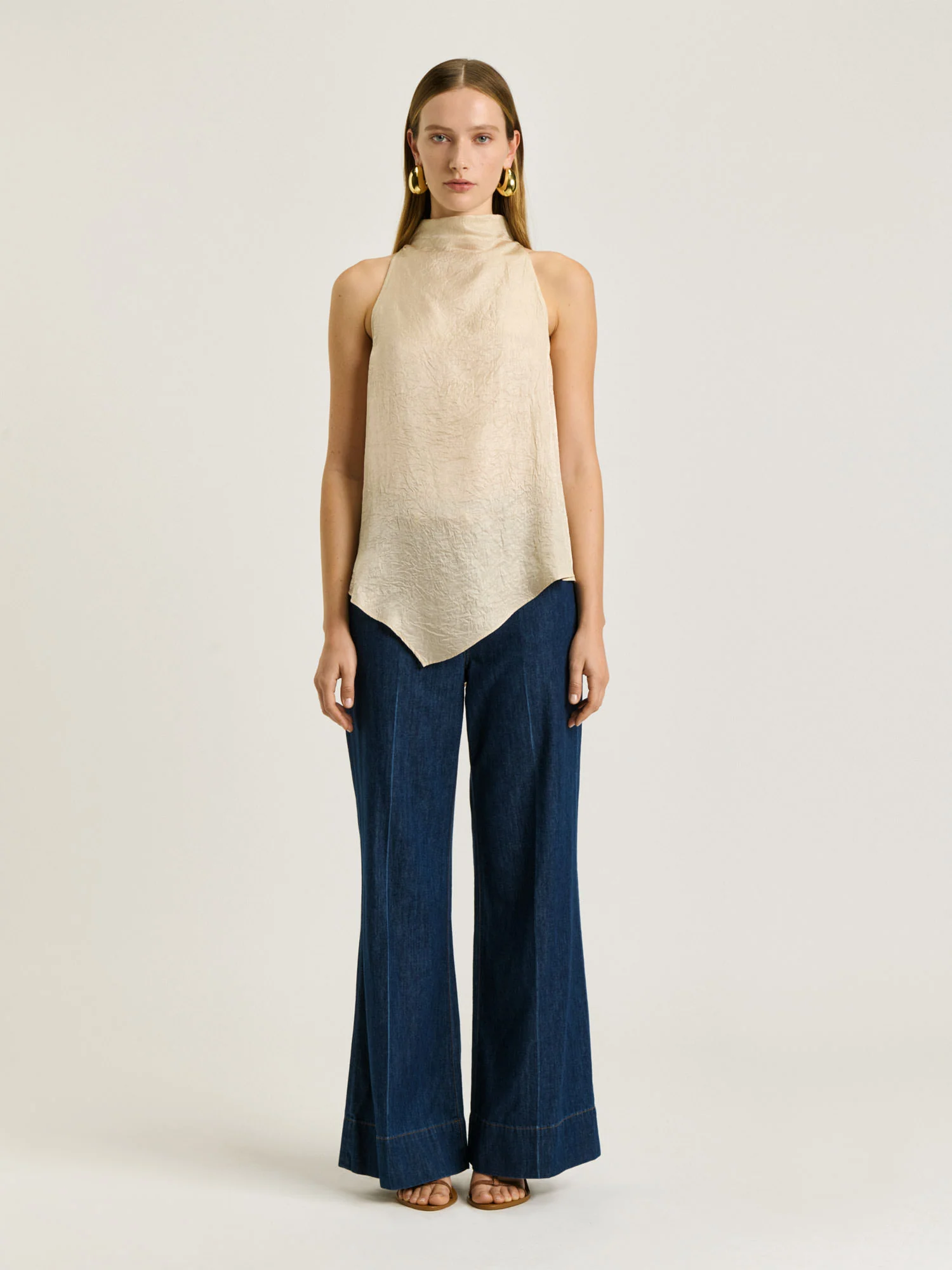 CRUSHED ACETATE HALTER NECK TOP - Image 10