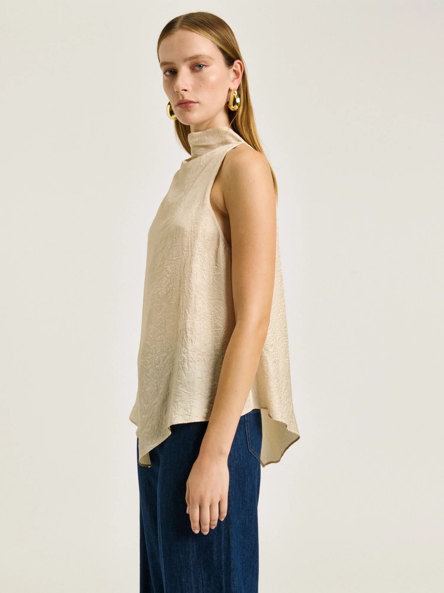CRUSHED ACETATE HALTER NECK TOP - Image 11