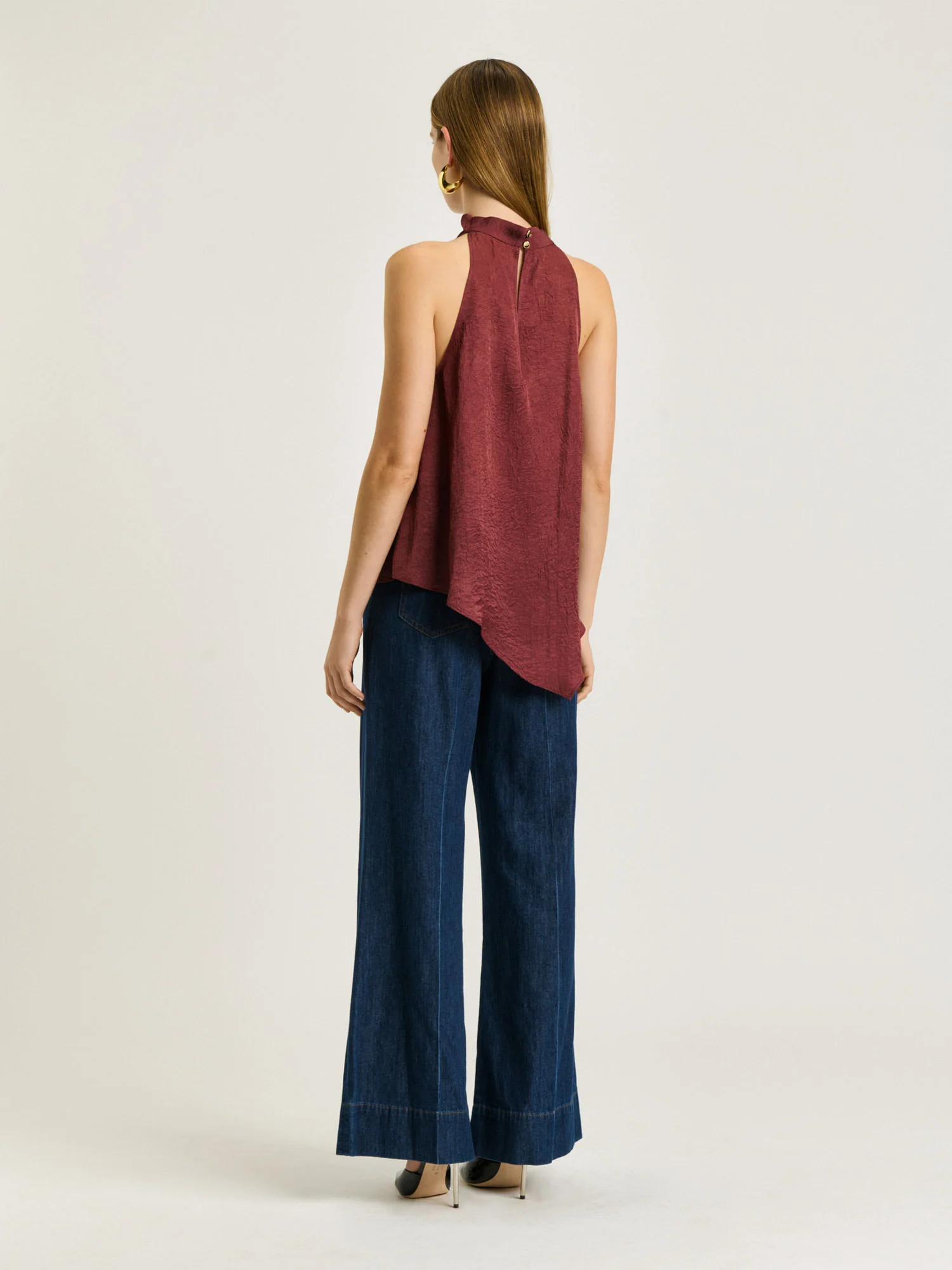 CRUSHED ACETATE HALTER NECK TOP - Image 4