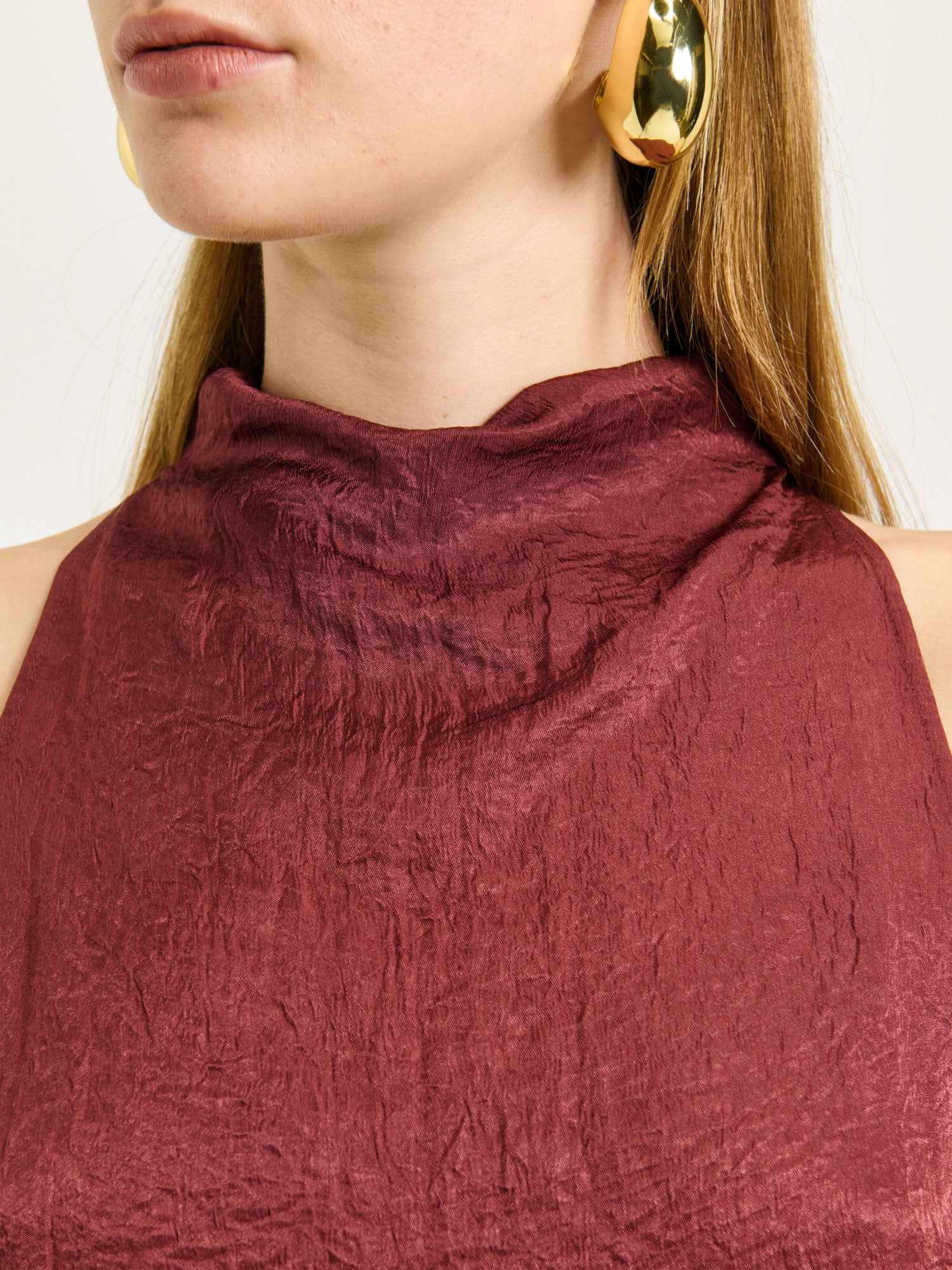 CRUSHED ACETATE HALTER NECK TOP - Image 5