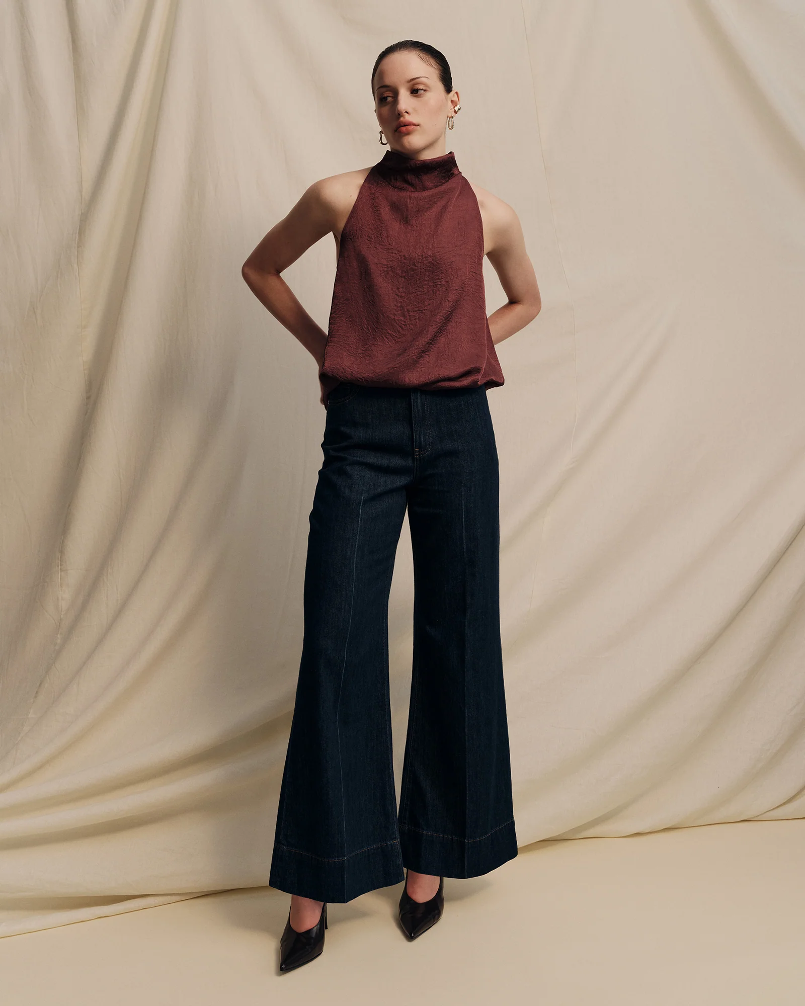 CRUSHED ACETATE HALTER NECK TOP - Image 6