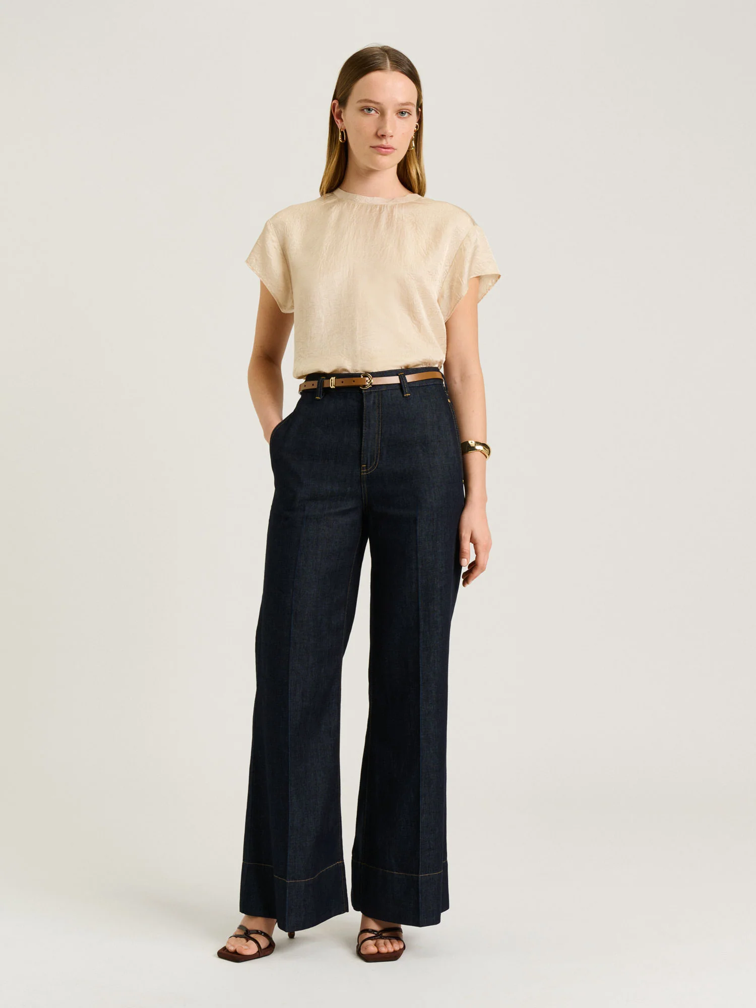 CRUSHED ACETATE RAW EDGE TEE - Image 2