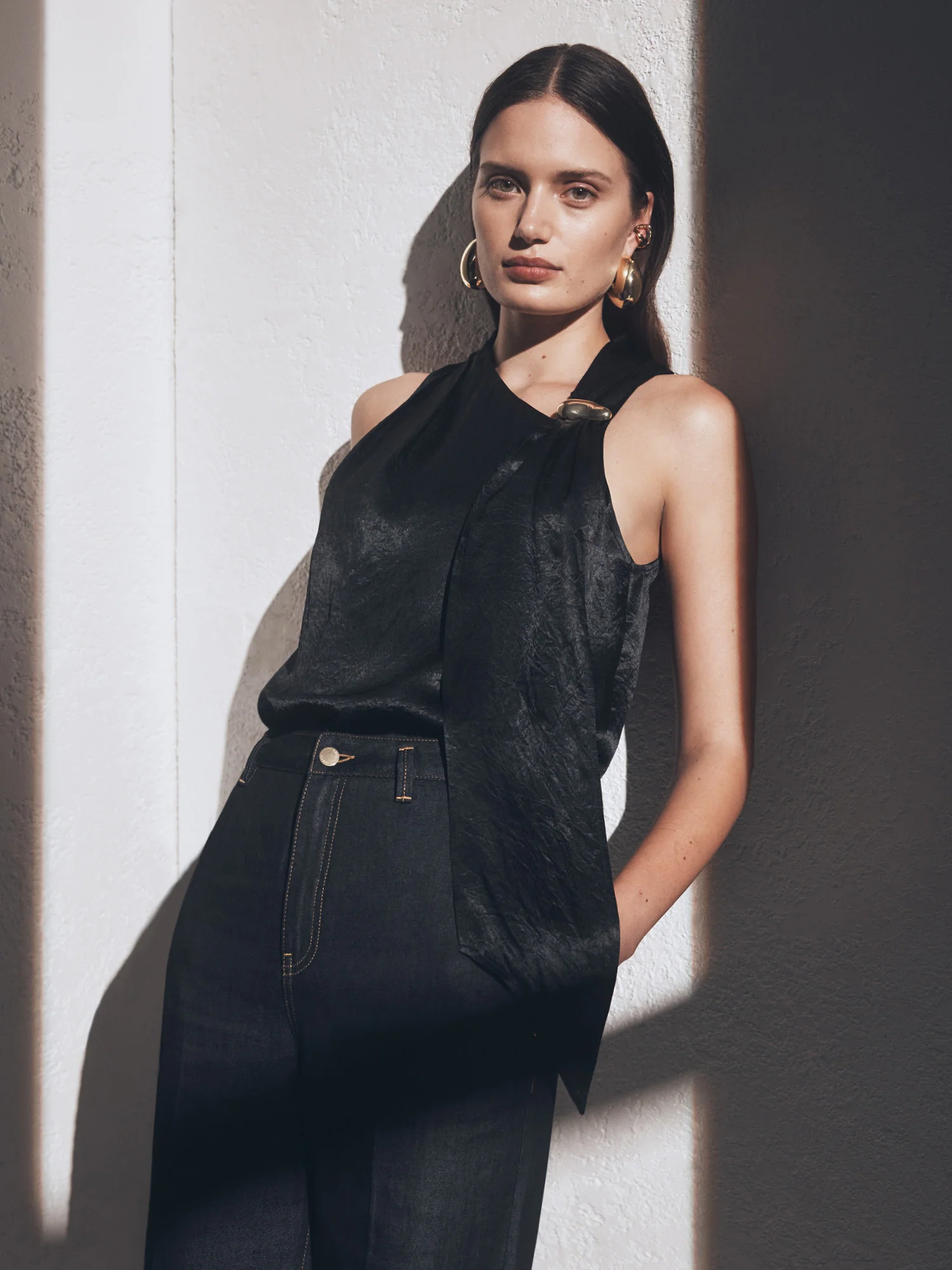 CRUSHED ACETATE TIE NECK TOP - Image 13