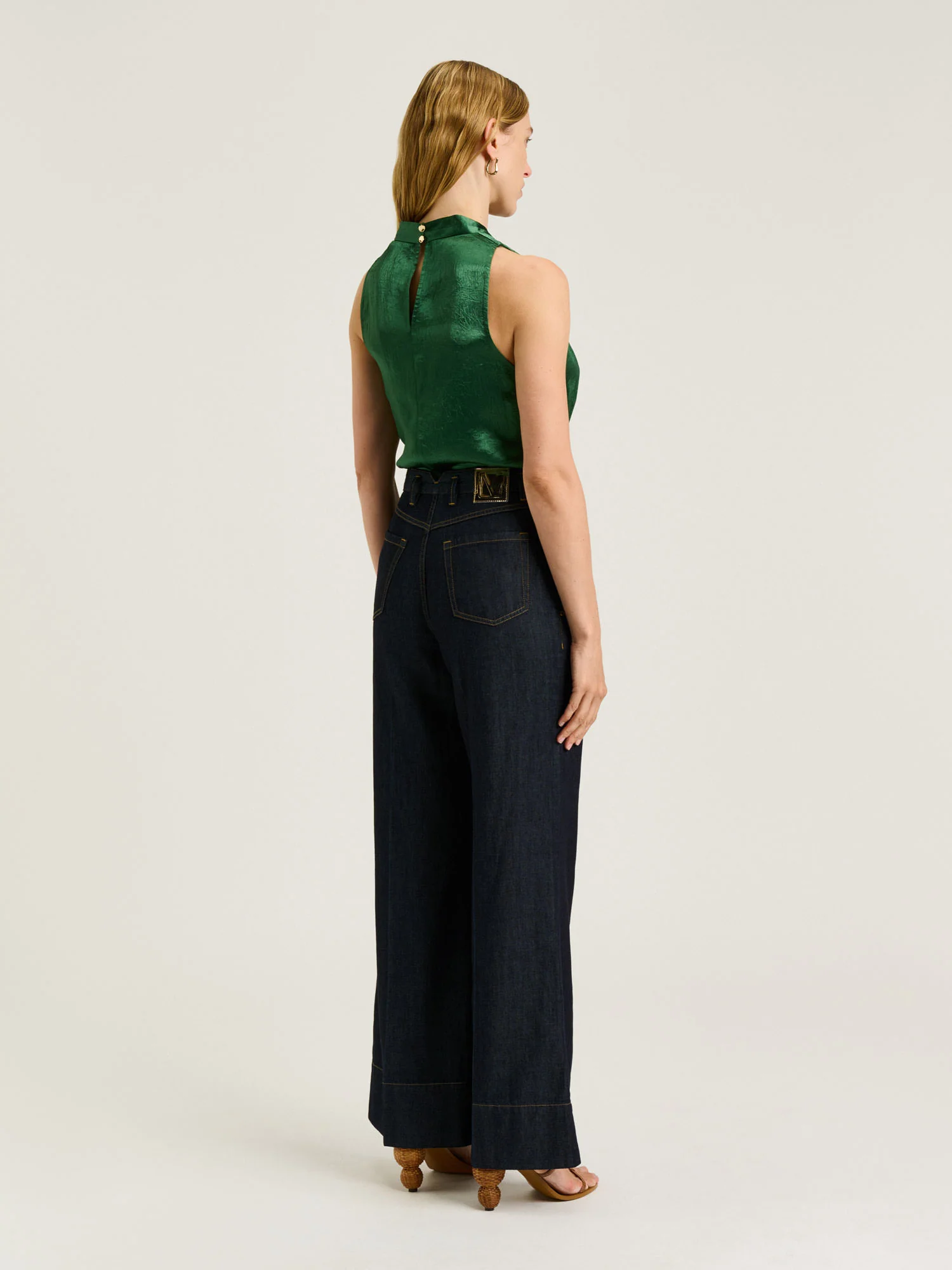 CRUSHED ACETATE TIE NECK TOP - Image 5