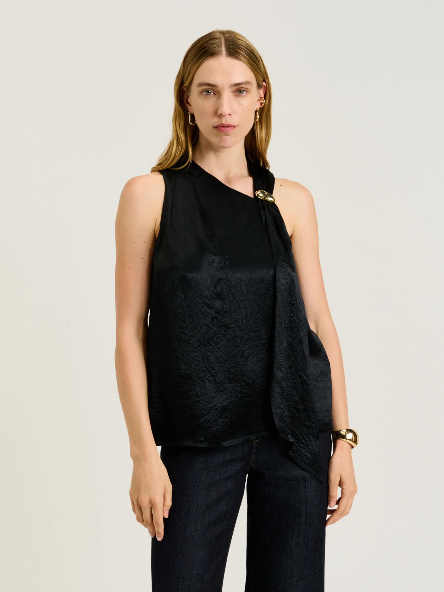 CRUSHED ACETATE TIE NECK TOP - Image 7