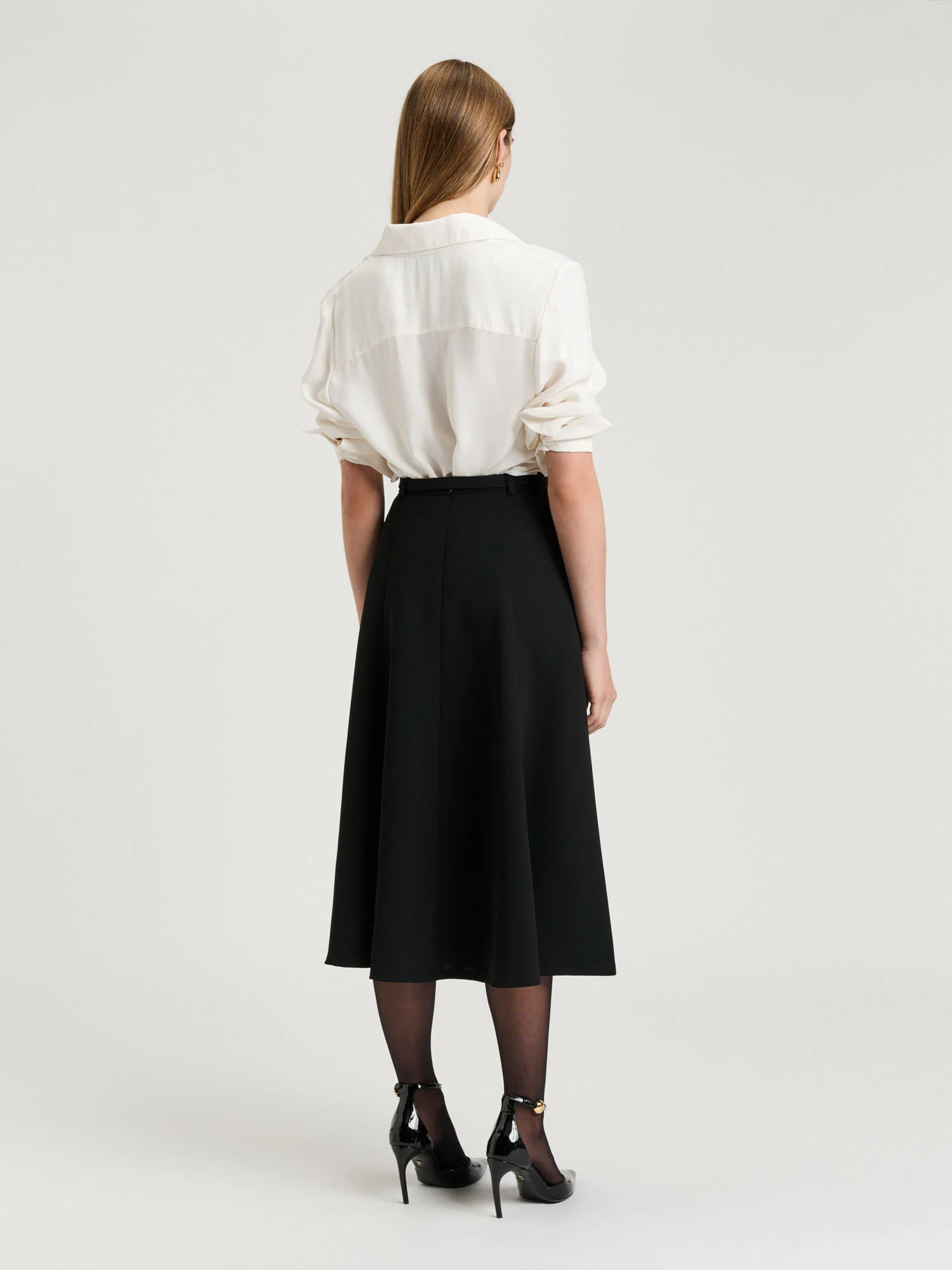 DOUBLE WEAVE A LINE MIDI SKIRT - Image 5