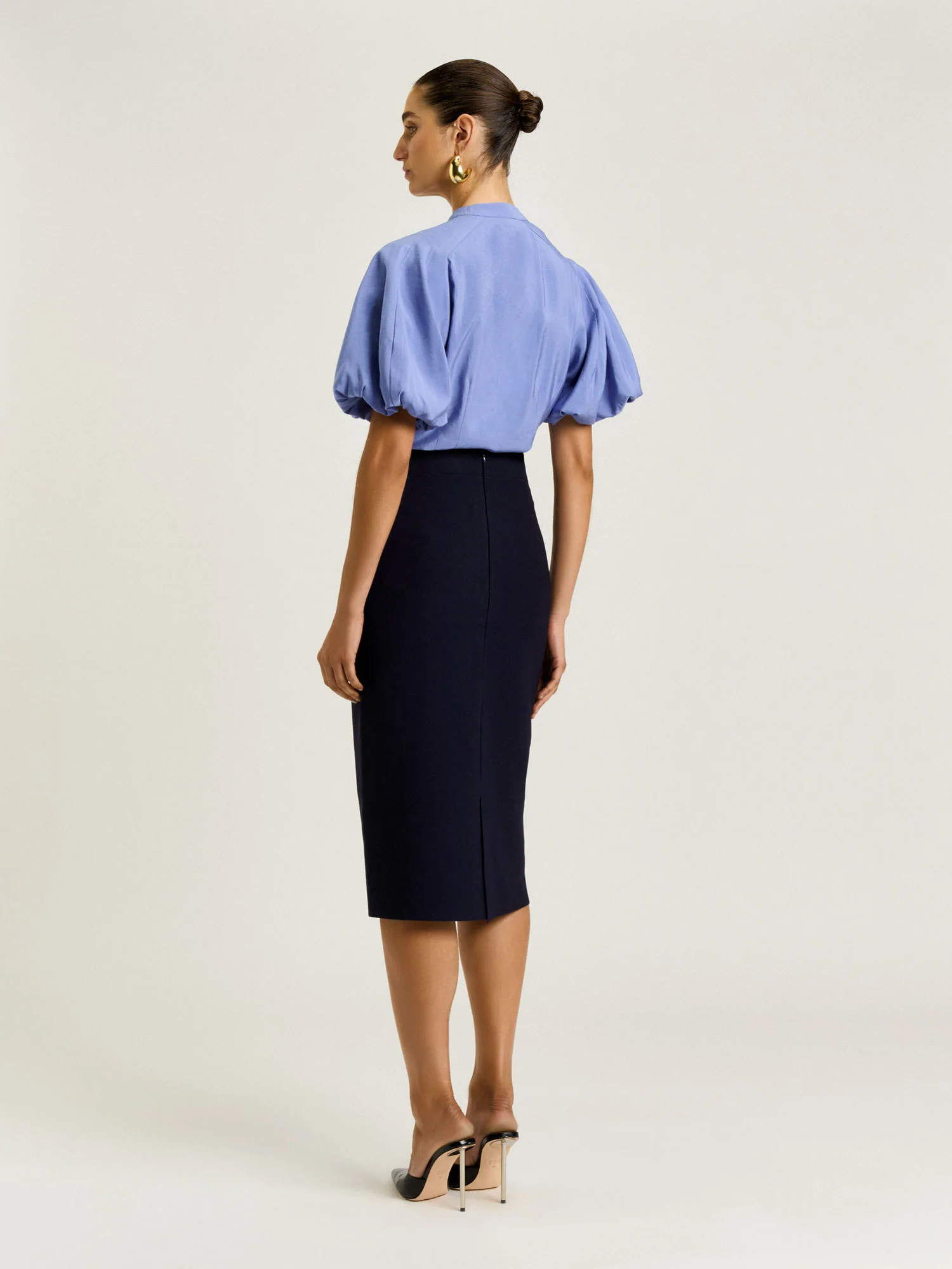 DRAPEY MODAL BLEND BLOUSON SLEEVE SHIRT - Image 11