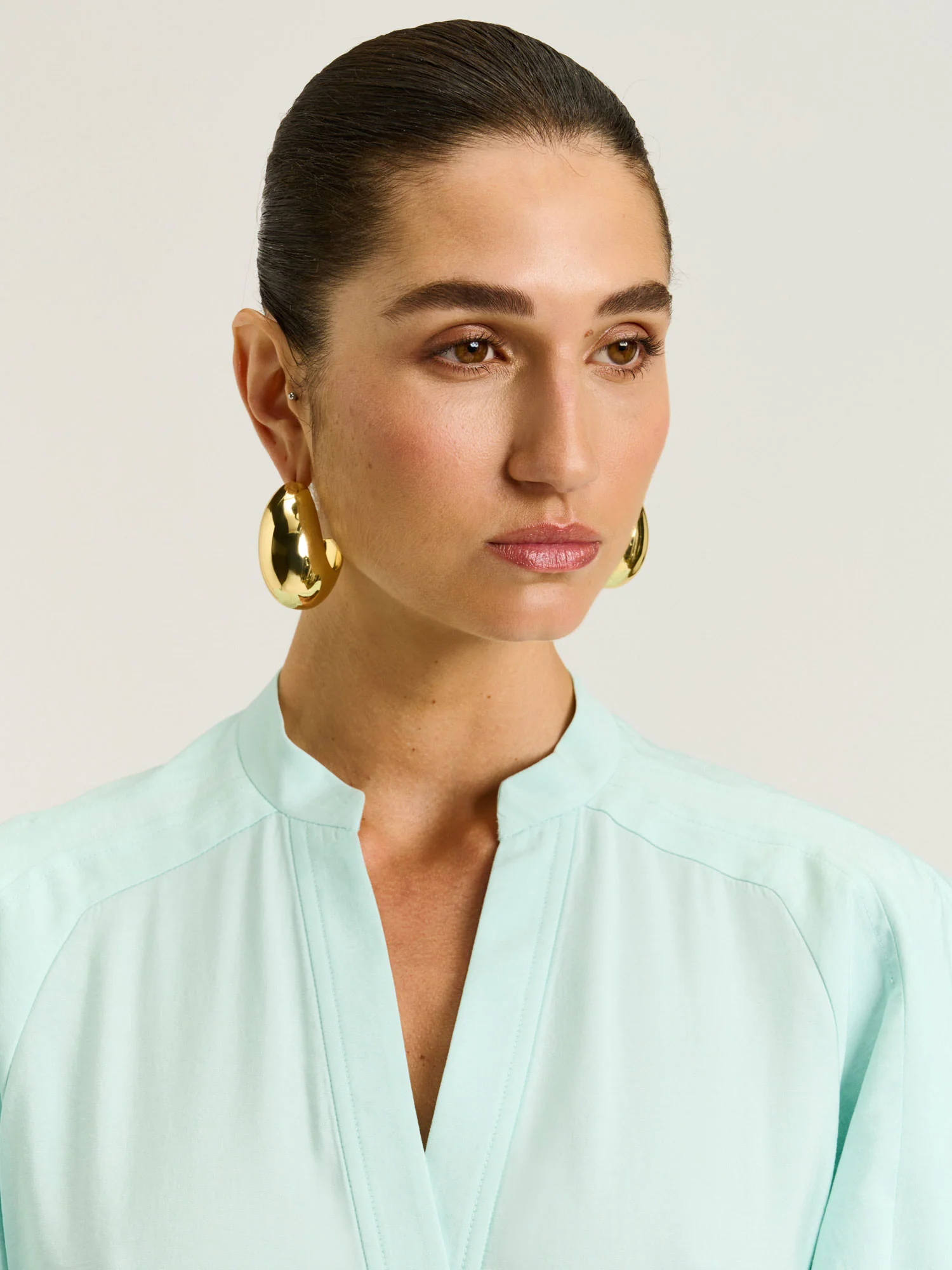 DRAPEY MODAL BLEND BLOUSON SLEEVE SHIRT - Image 3