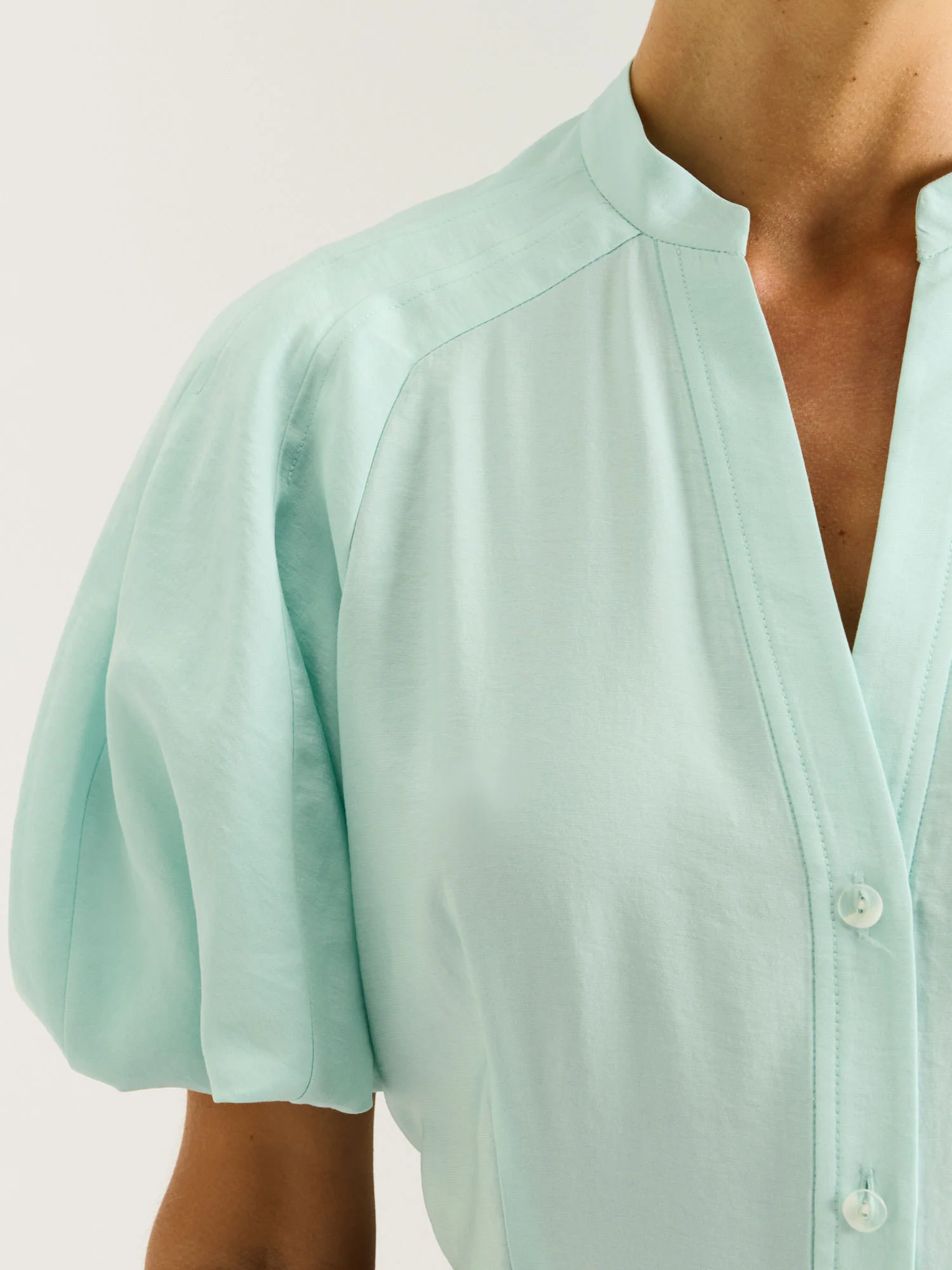 DRAPEY MODAL BLEND BLOUSON SLEEVE SHIRT - Image 4