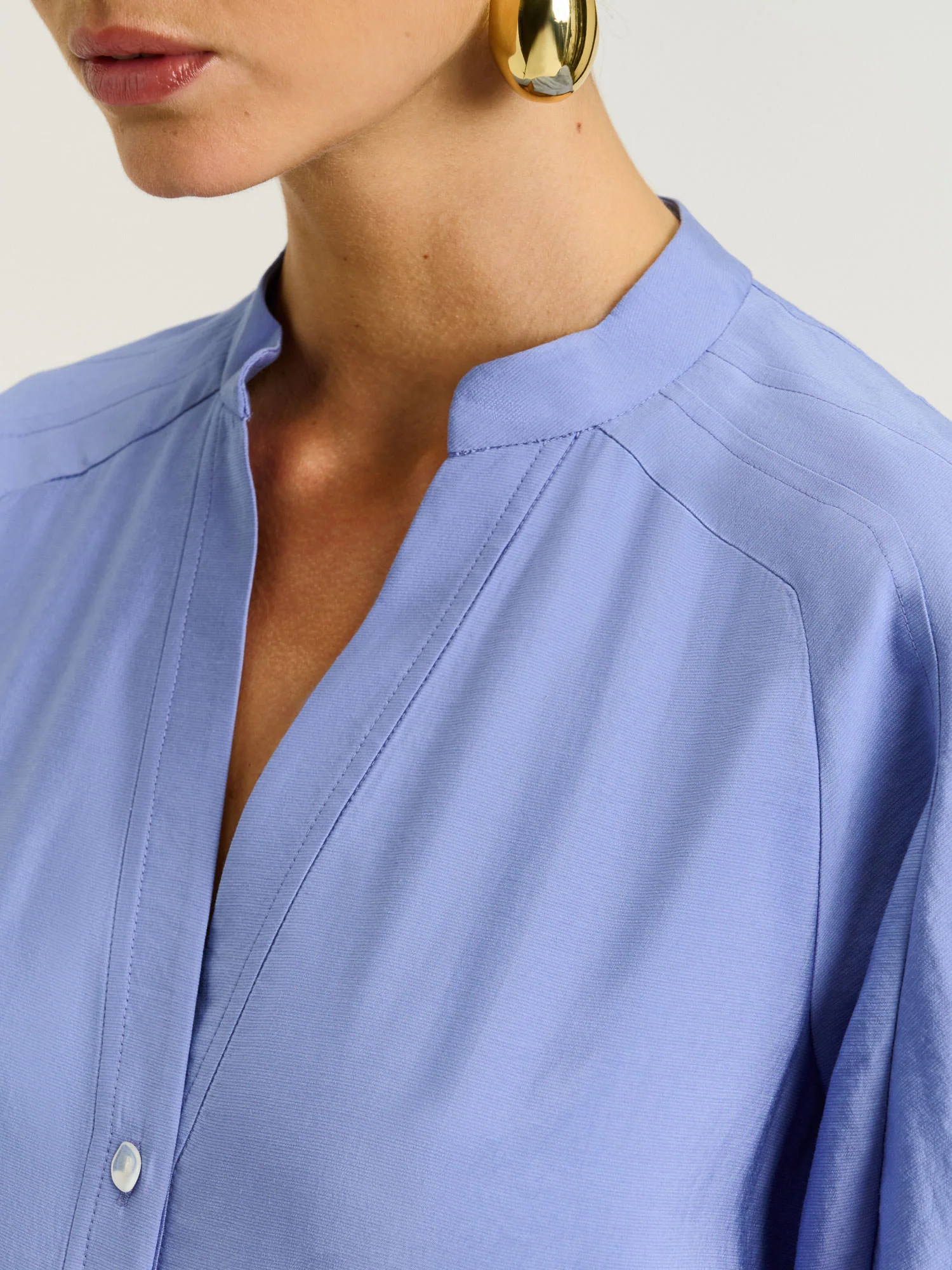 DRAPEY MODAL BLEND BLOUSON SLEEVE SHIRT - Image 9