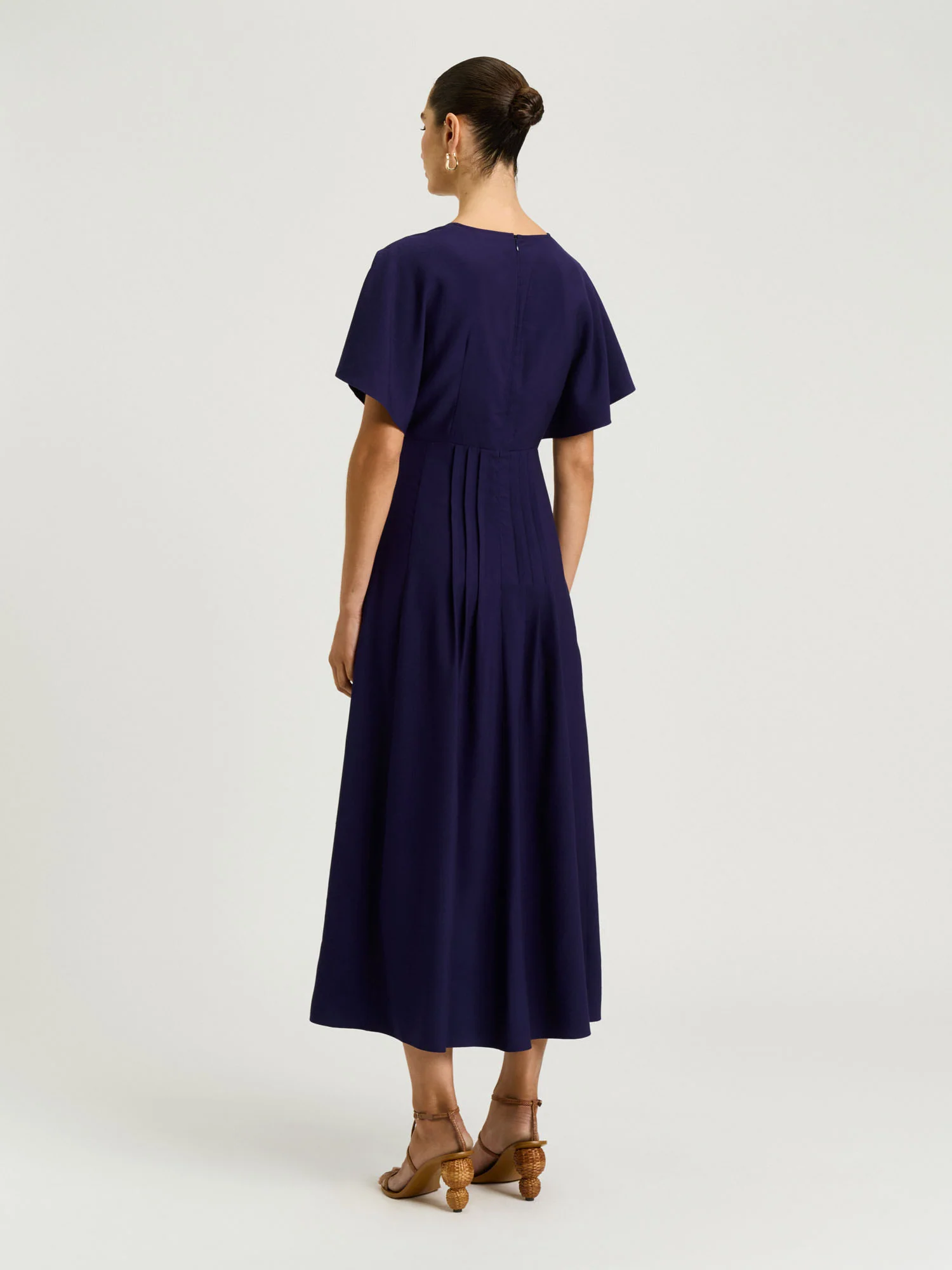 DRAPEY VISCOSE TWILL PIN TUCK MIDI DRESS - Image 6