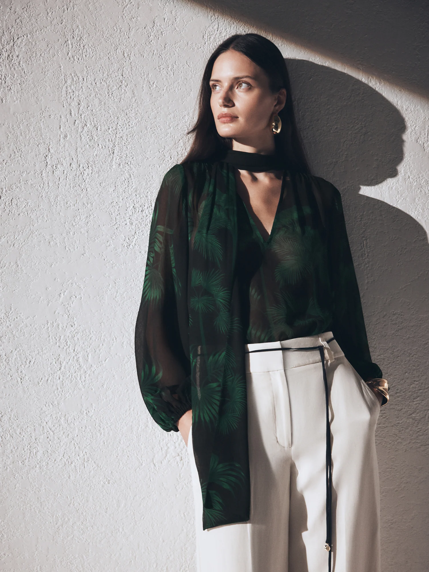 EMERALD PALM CRINKLE GEORGETTE BLOUSE - Image 7