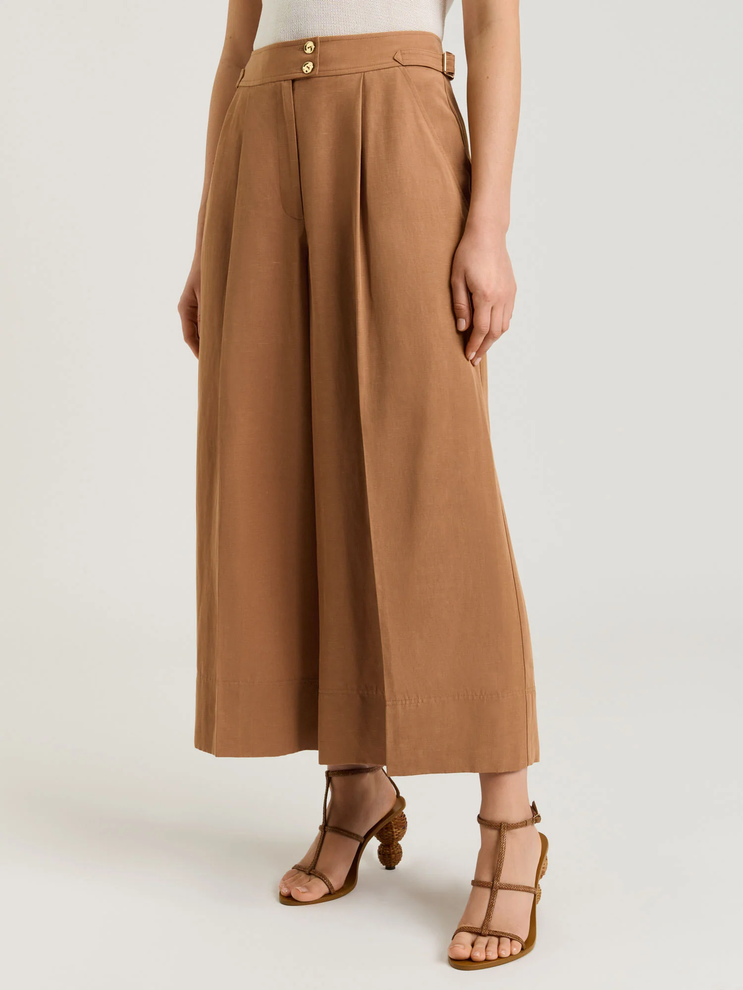 EUROPEAN LYOCELL LINEN CROPPED WIDE PANT - Image 2