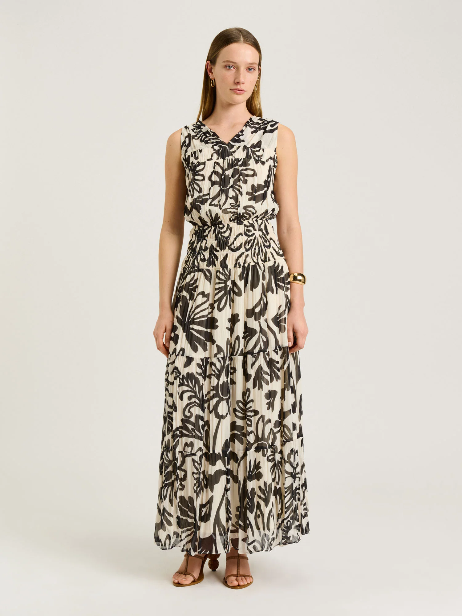 FILIGREE PRINT CRINKLE MAXI DRESS