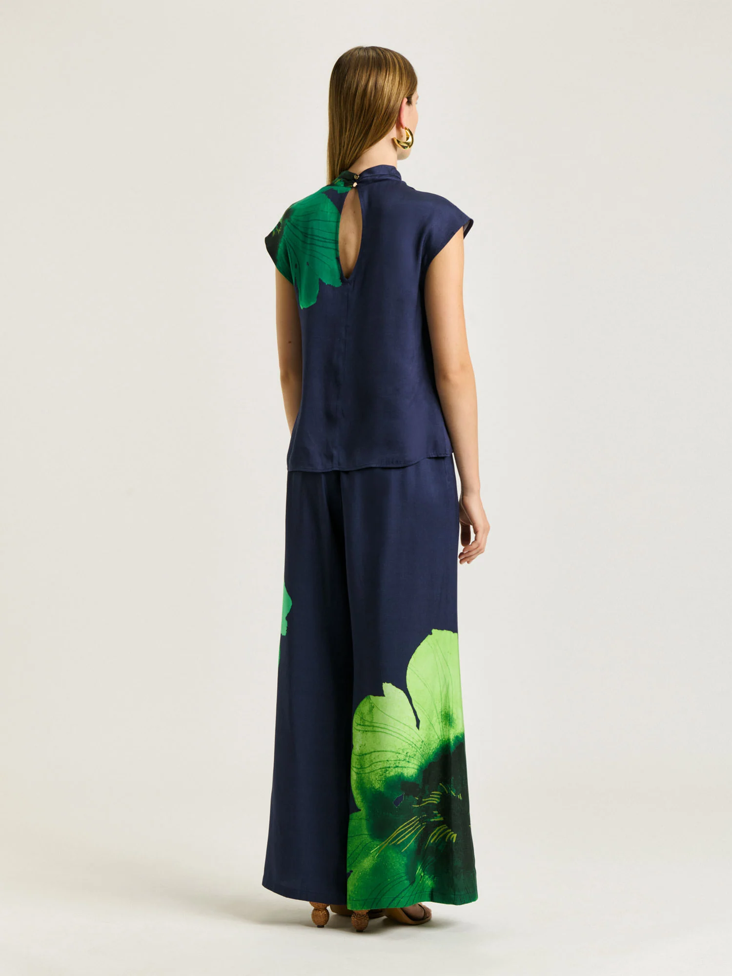 INDIGO WATER POPPY COWL NECK TOP - Image 3