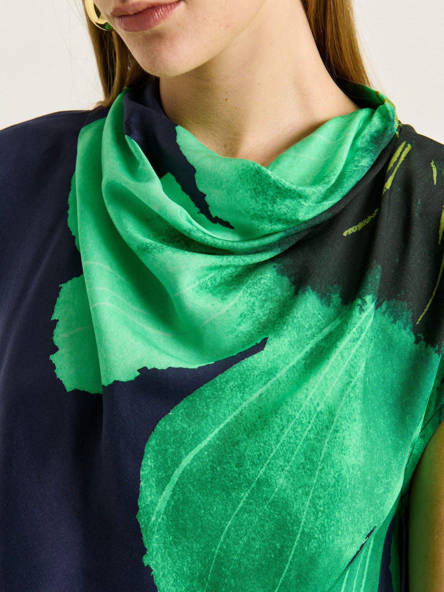 INDIGO WATER POPPY COWL NECK TOP - Image 4