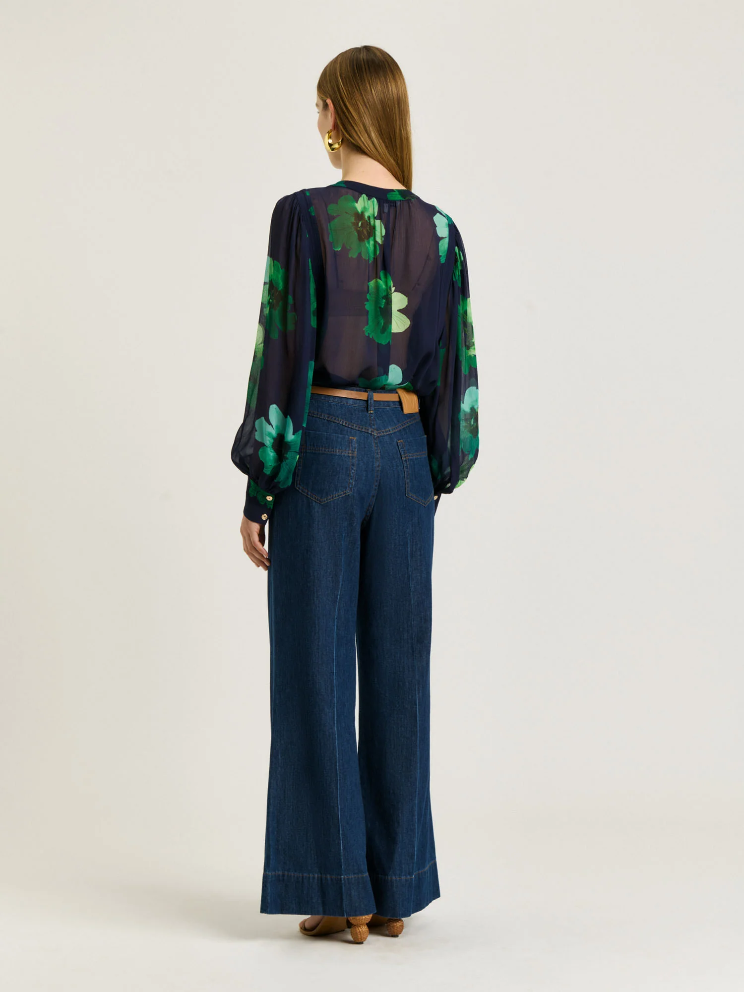 INDIGO WATER POPPY GEORGETTE BLOUSE - Image 3