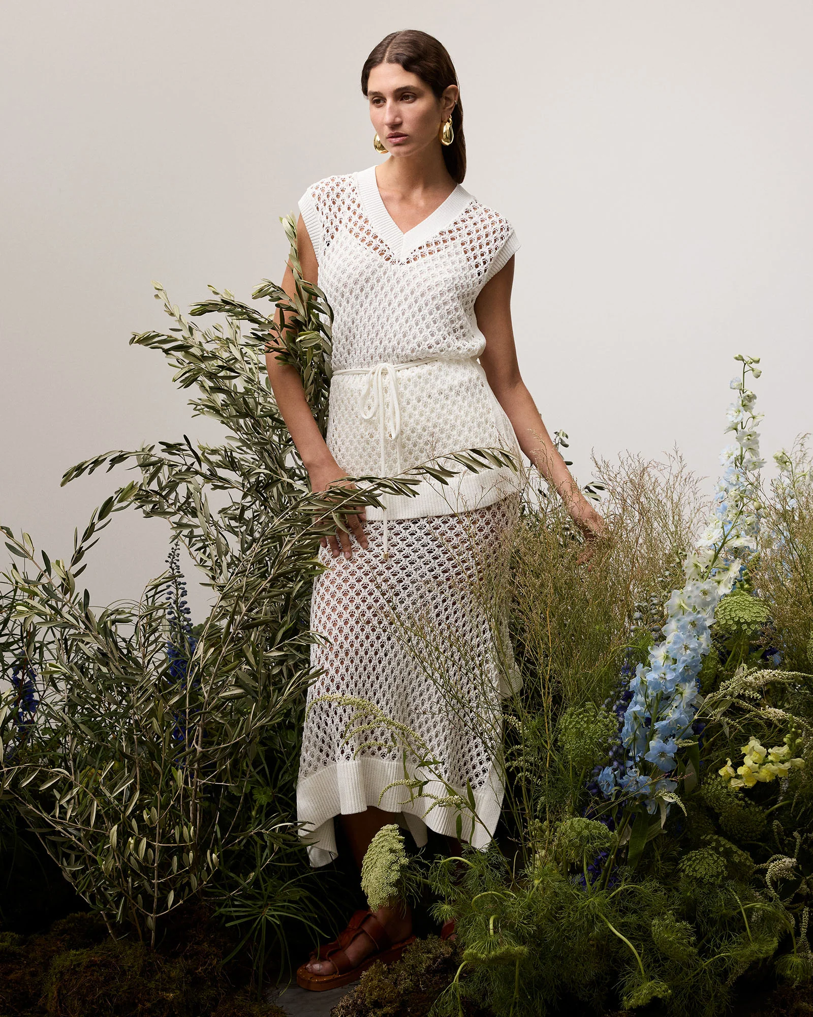 IVORY CROCHET KNIT MAXI SKIRT - Image 8