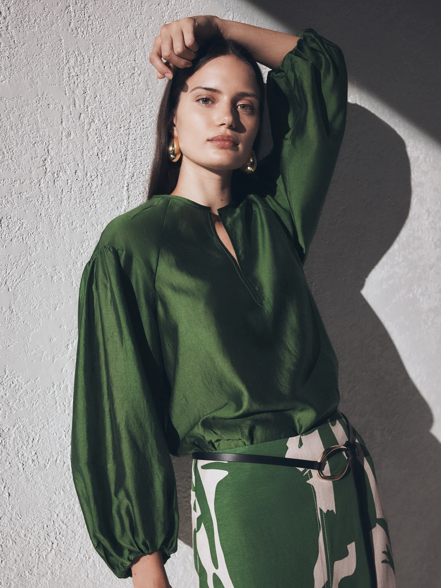 LIGHT LYOCELL BLEND BLOUSON SLEEVE TOP - Image 12