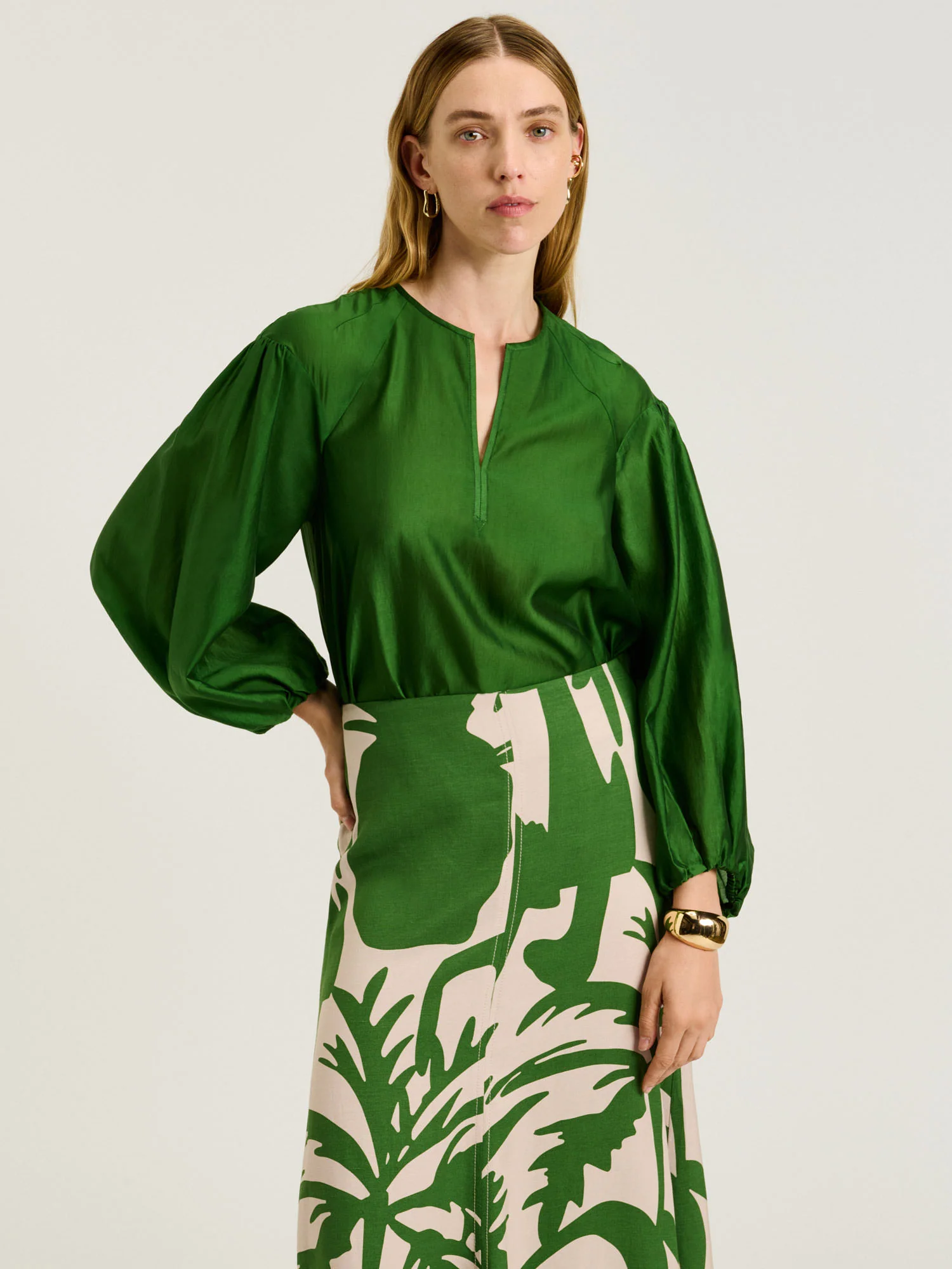 LIGHT LYOCELL BLEND BLOUSON SLEEVE TOP - Image 6