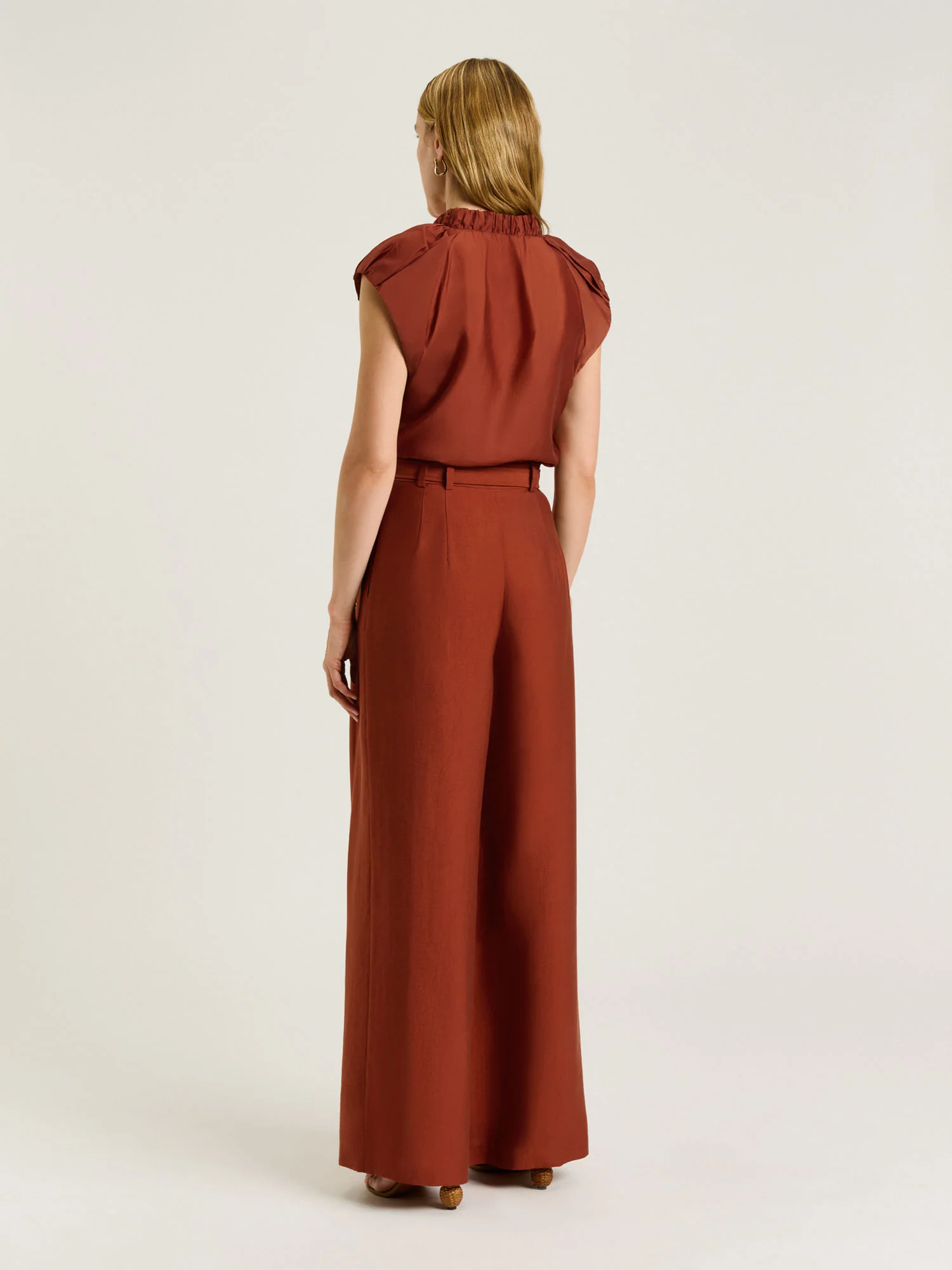 LIGHT LYOCELL BLEND TIE NECK TOP - Image 6