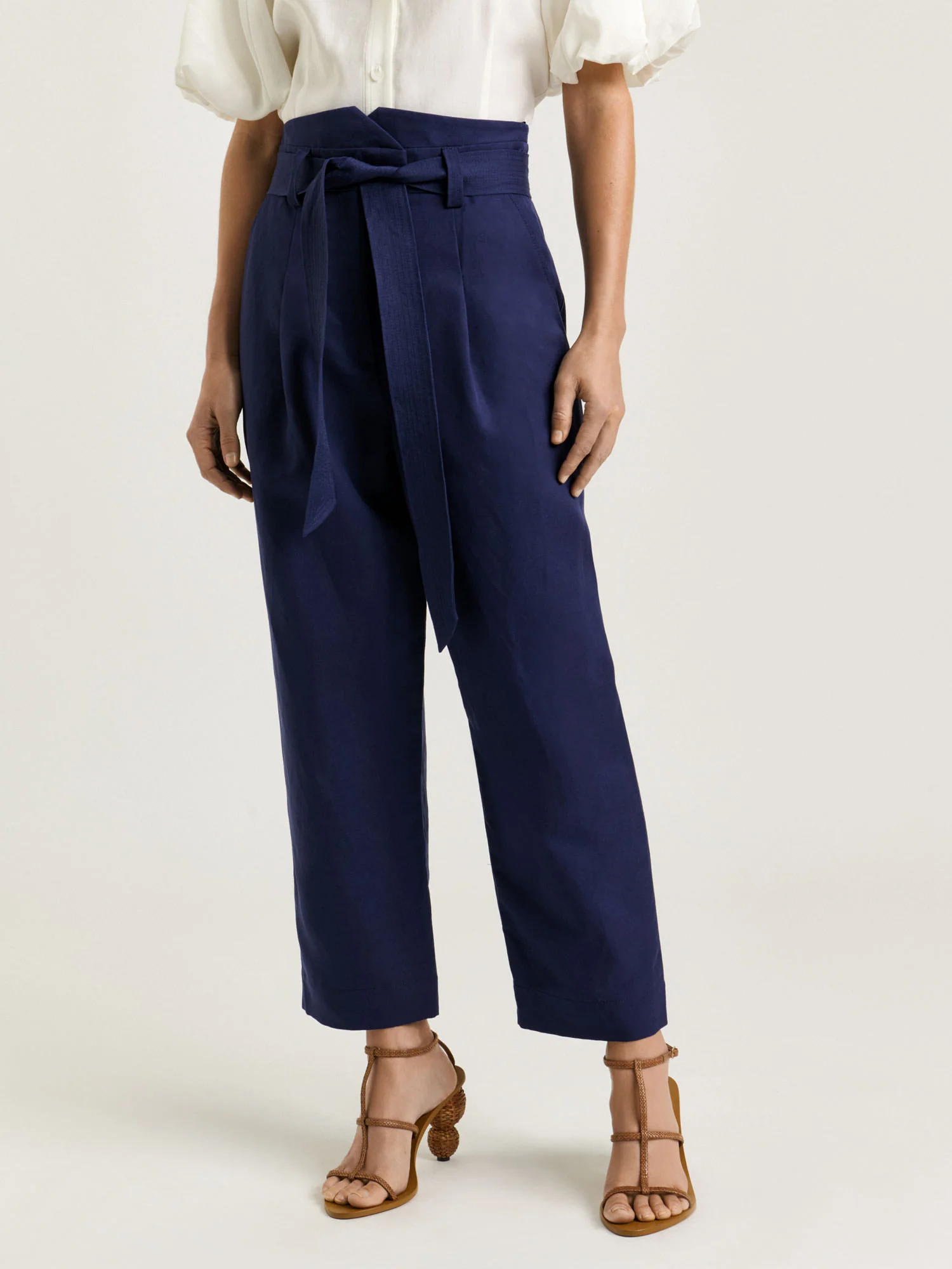 LINEN LYOCELL BELTED TAPERED PANT - Image 2