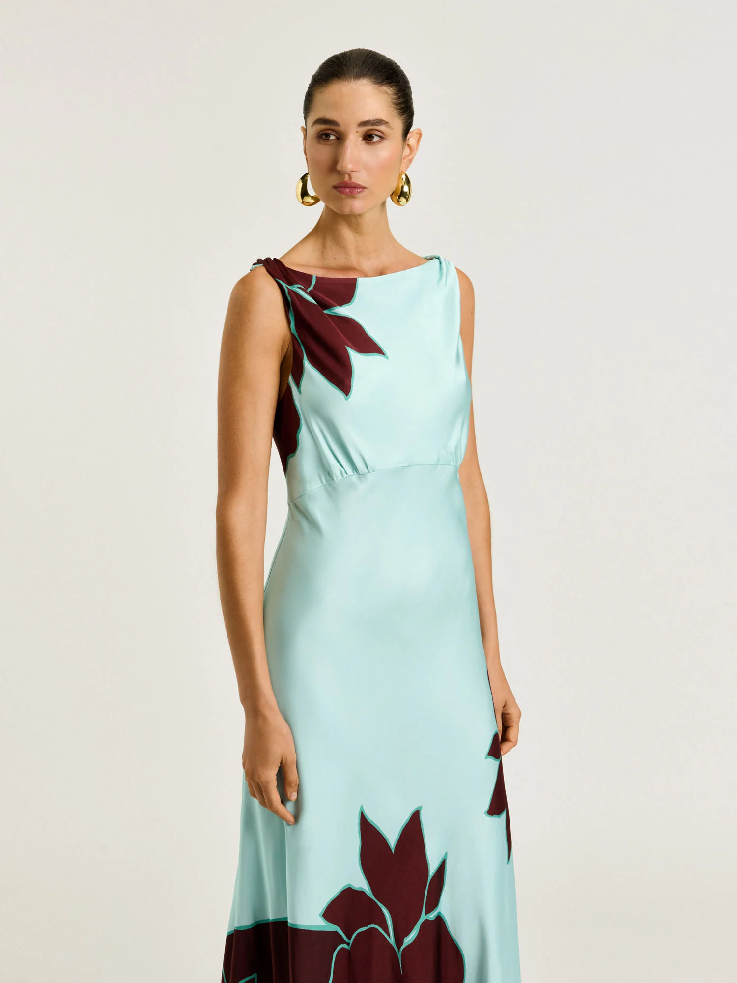 MINT POINSETTIA SATIN MAXI DRESS - Image 2