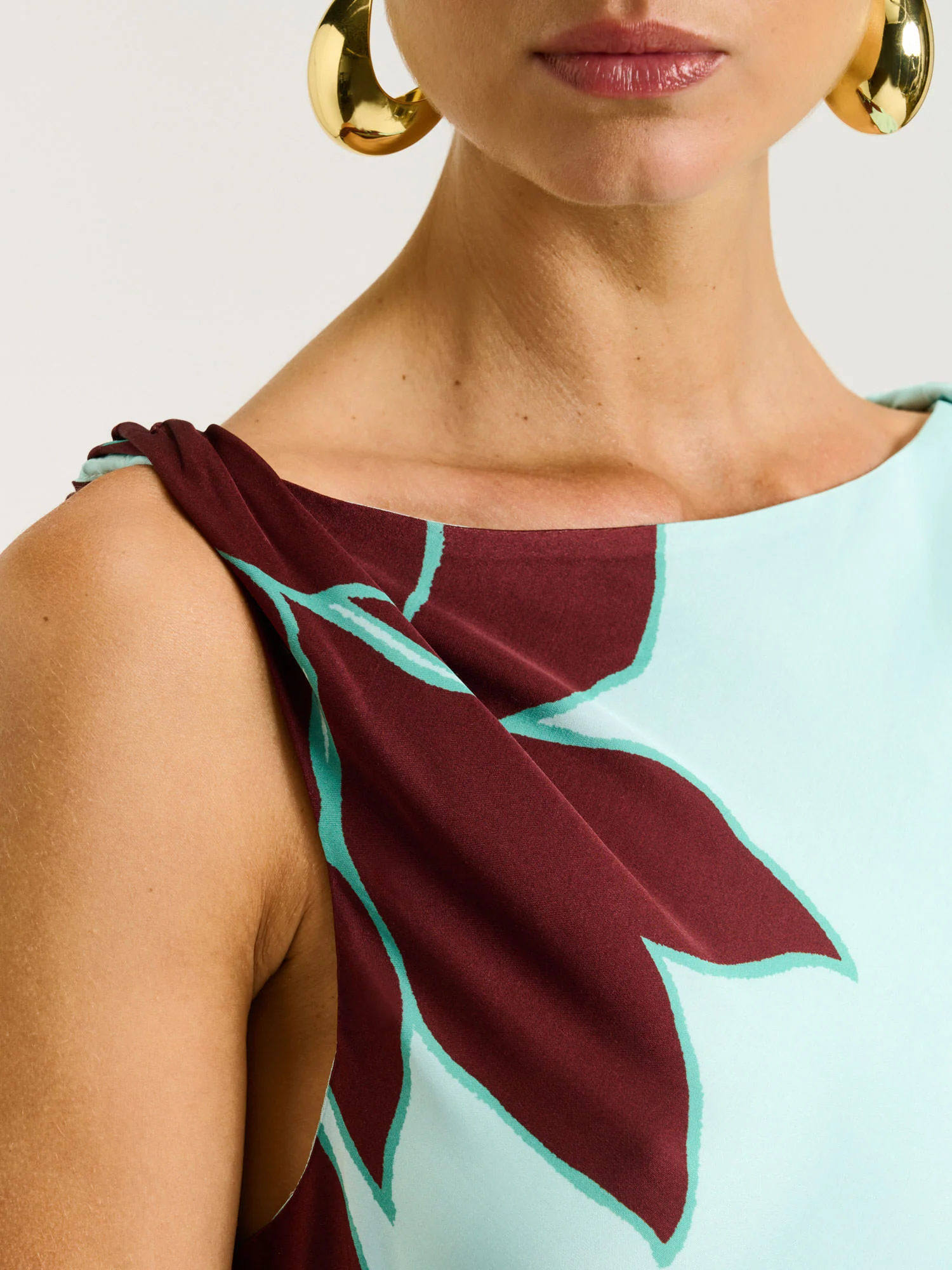 MINT POINSETTIA SATIN MAXI DRESS - Image 3