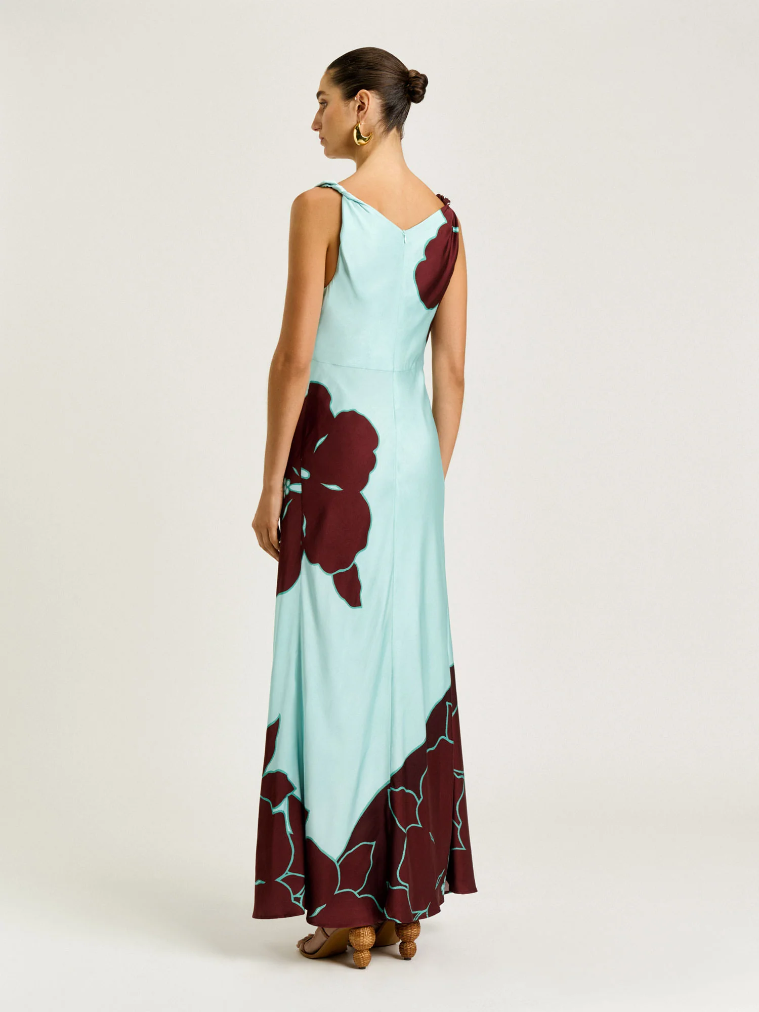 MINT POINSETTIA SATIN MAXI DRESS - Image 5