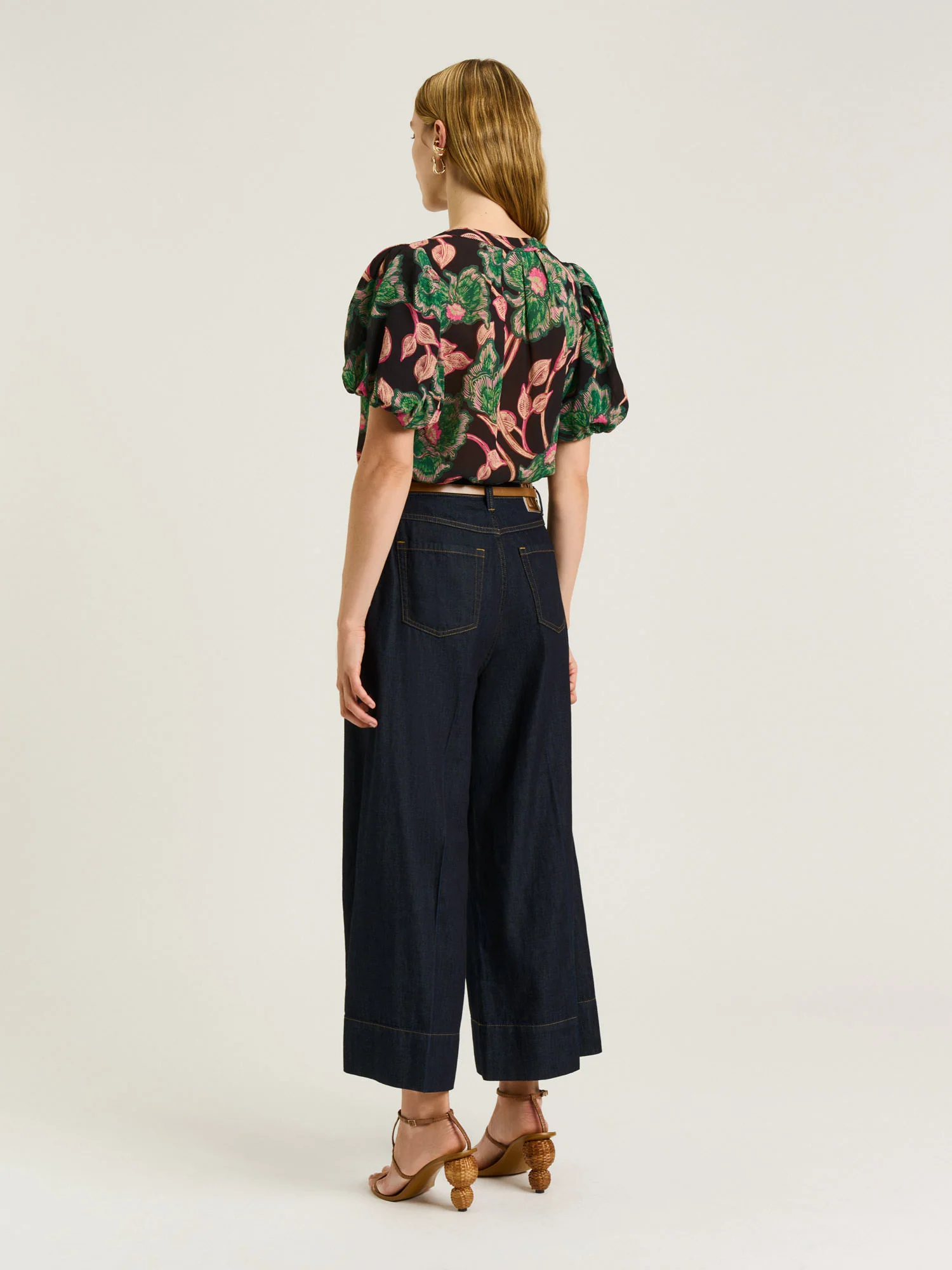 NOIR BATIK BLOOM GEORGETTE GATHERED SLEEVE BLOUSE - Image 3