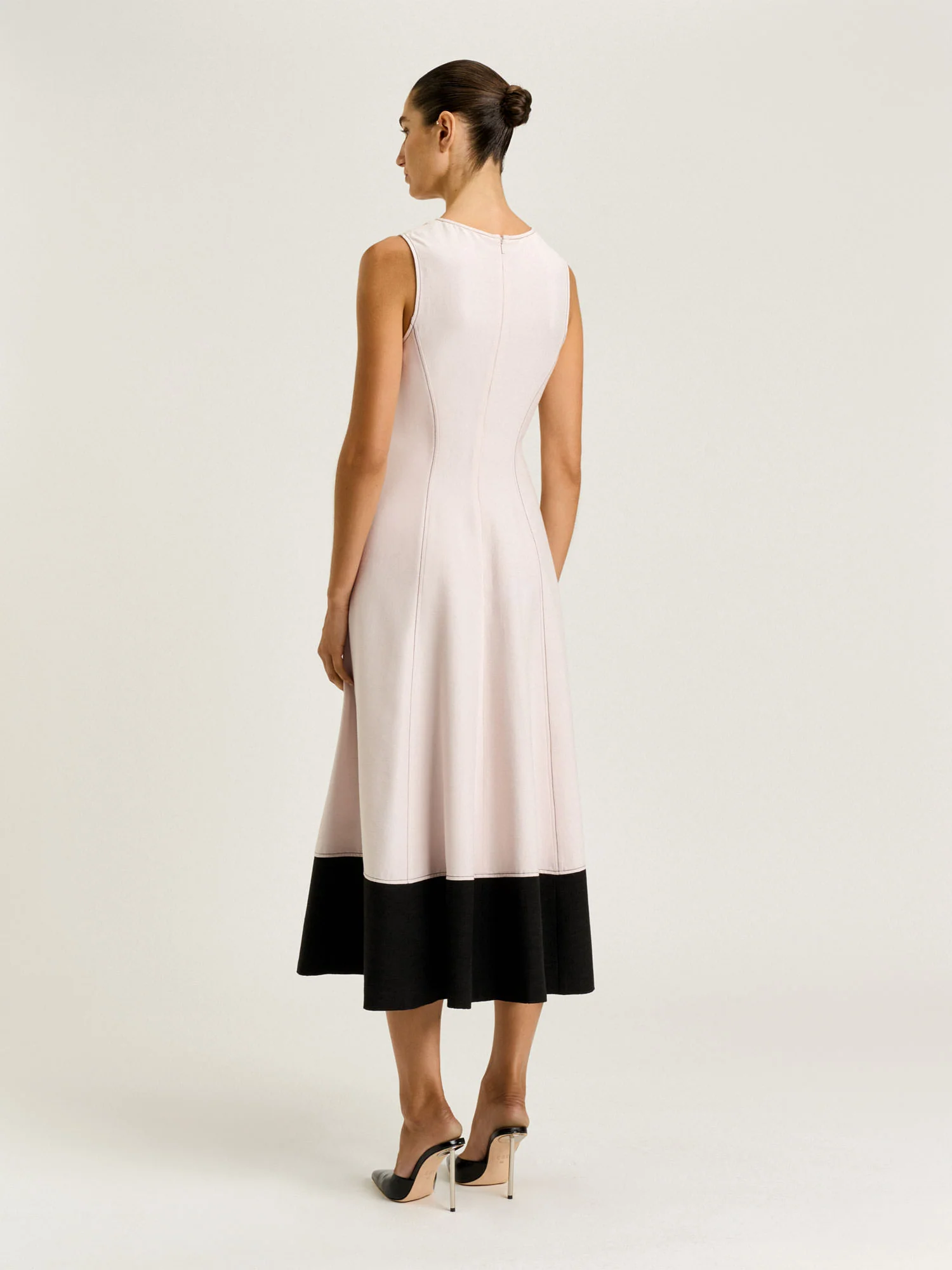 SATIN BACK FAILLE FULL MIDI DRESS - Image 6