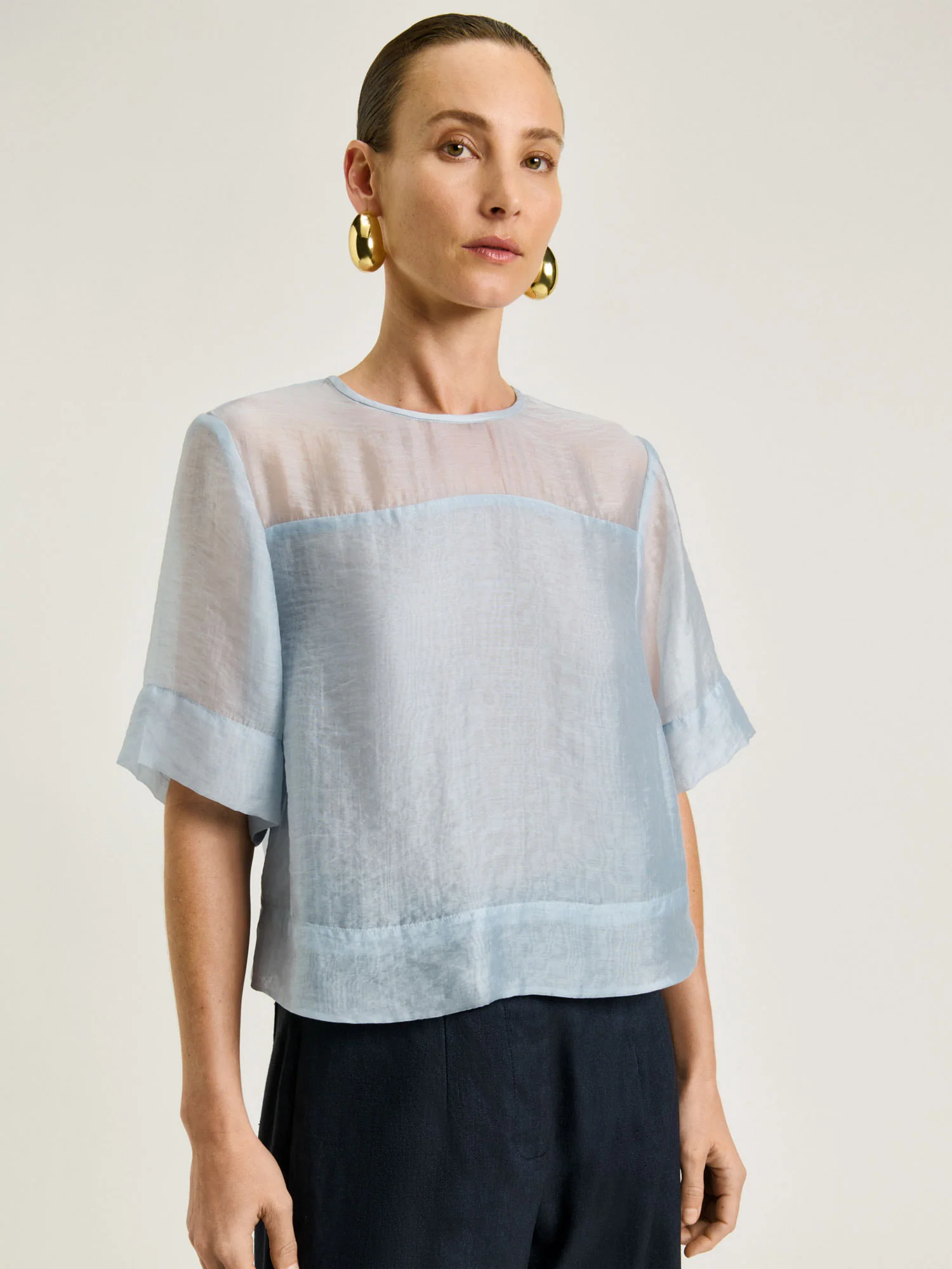 SHEER ORGANDY YOKE TOP - Image 5
