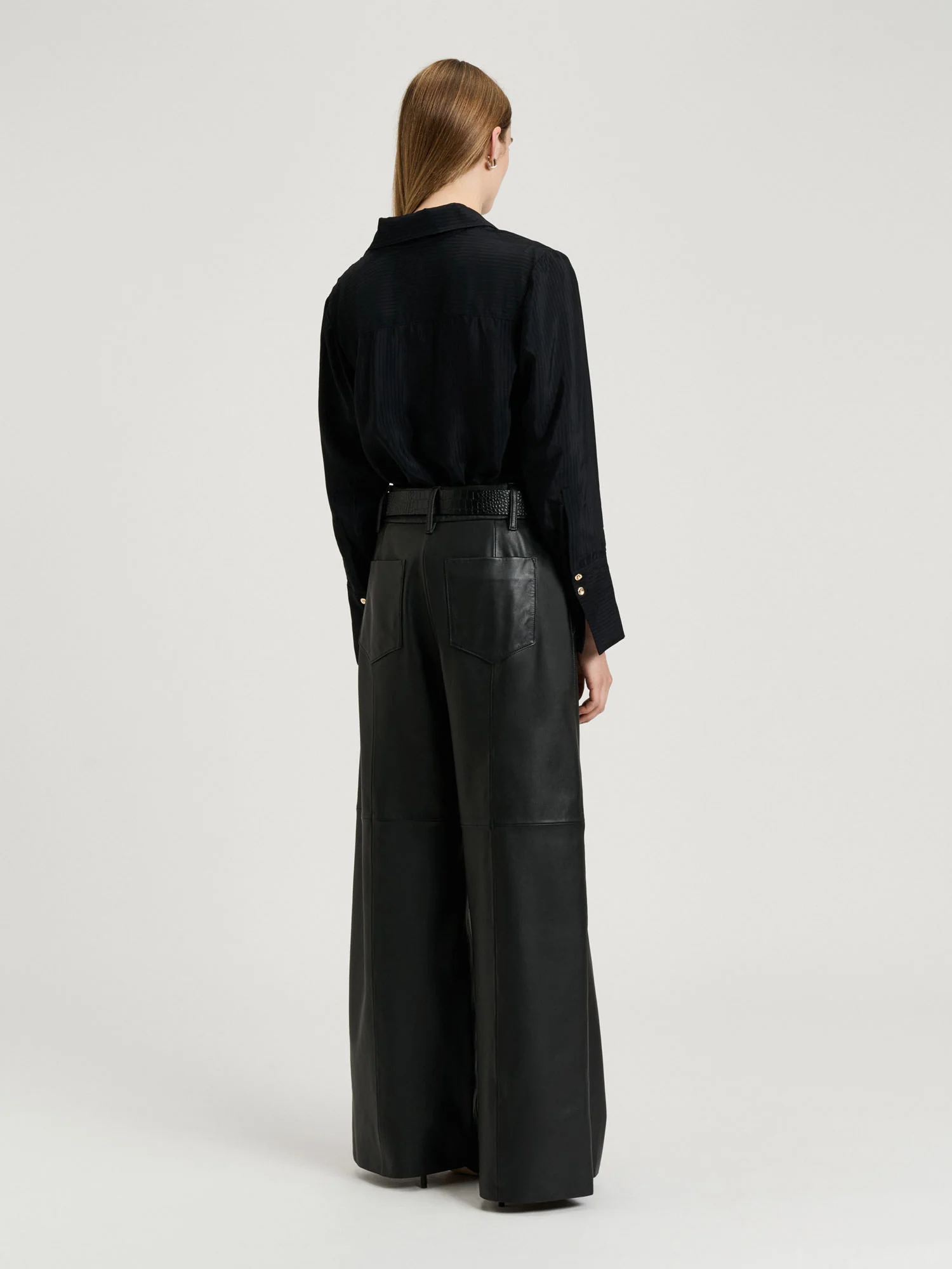 SHEER VISCOSE STRIPE COLLARED TOP - Image 4