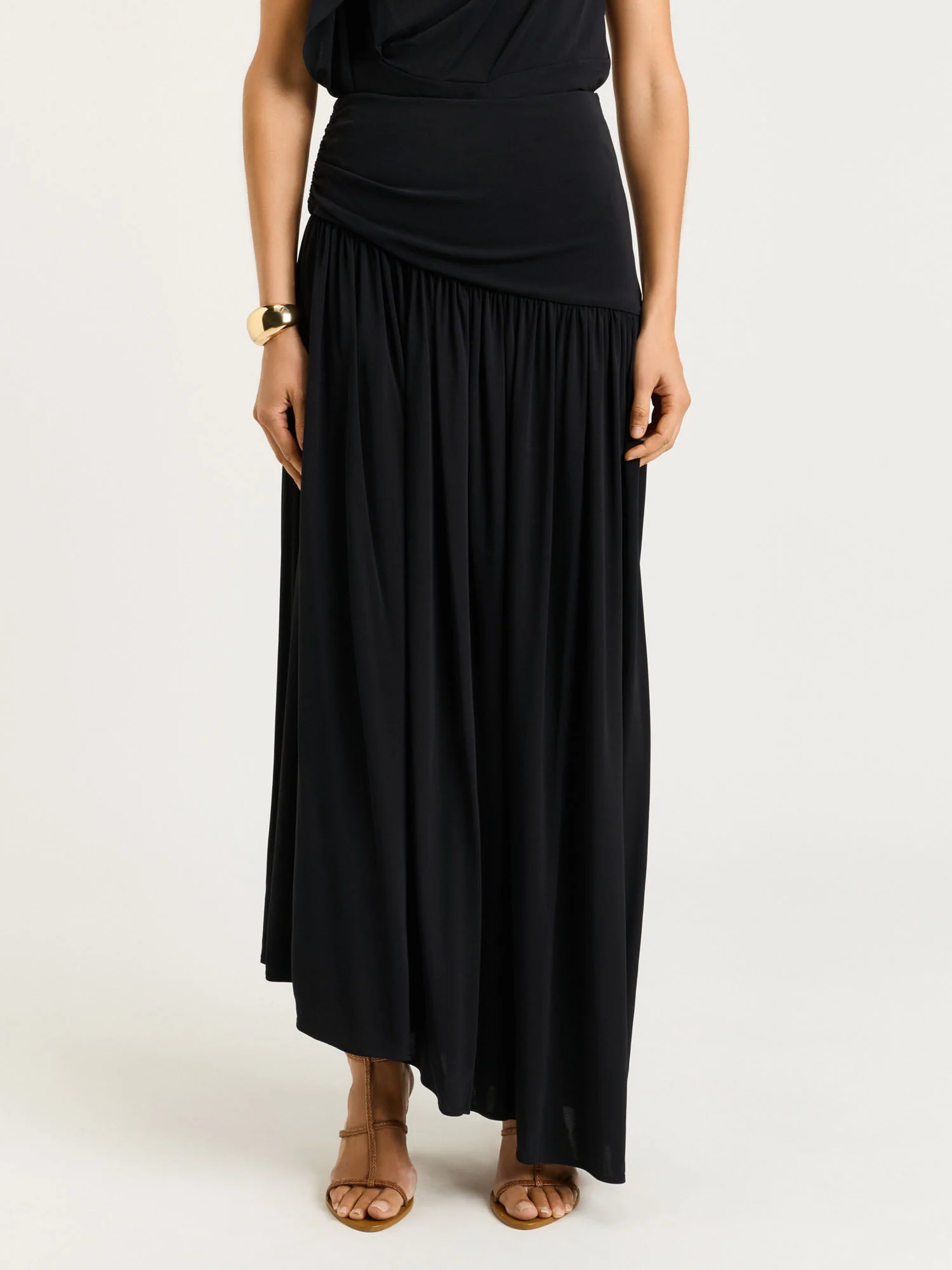 SLINKY JERSEY GATHERED MAXI SKIRT - Image 2