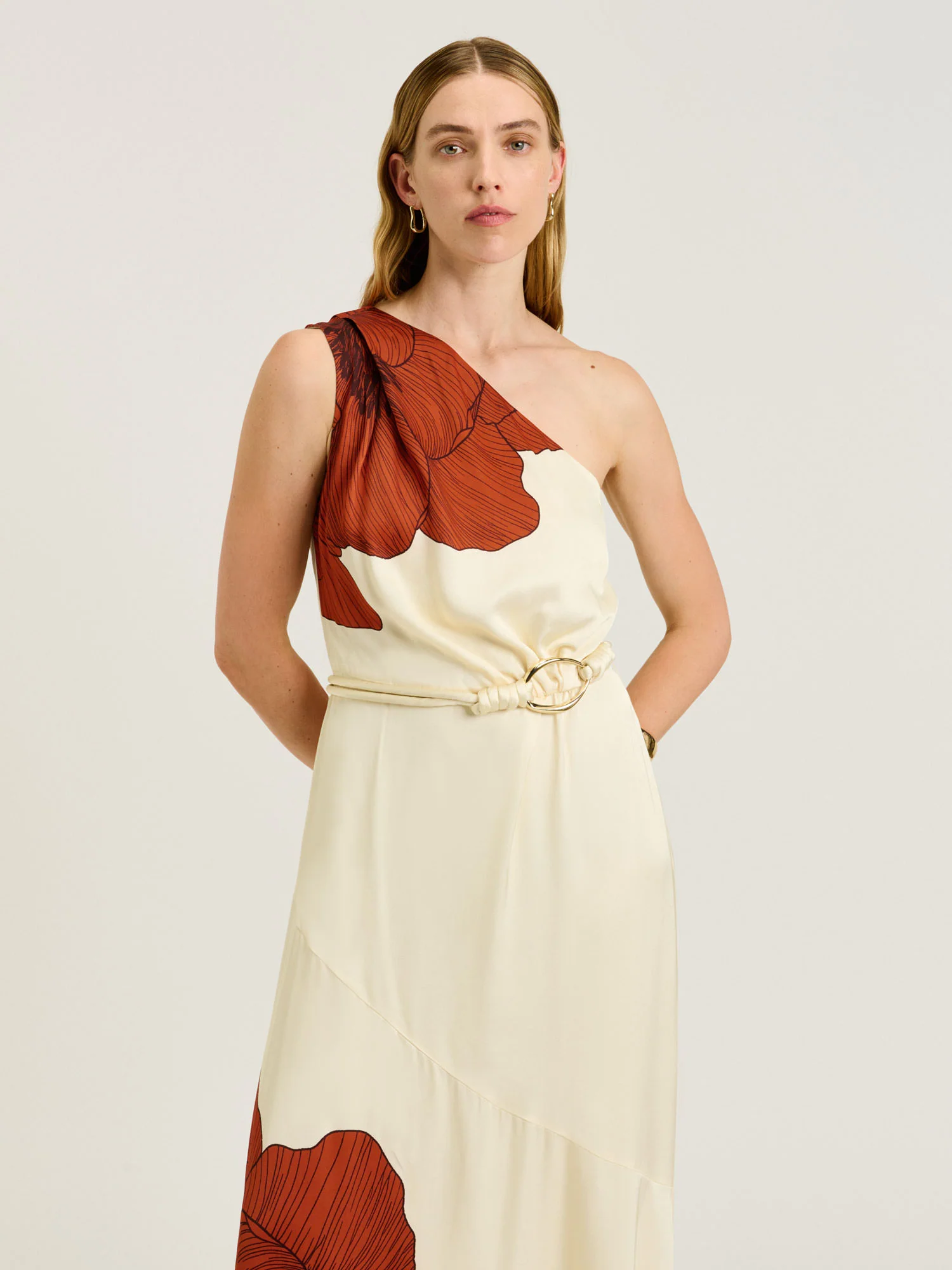 TERRACOTTA POPPY ASYMMETRIC MAXI DRESS - Image 2