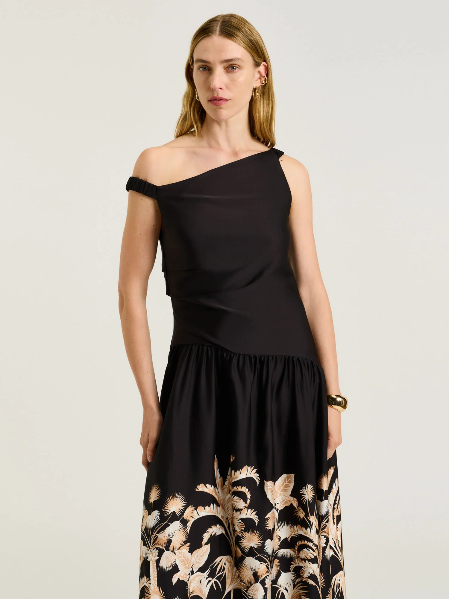 TROPICAL BORDER ASYMMETRIC NECK DRESS - Image 2
