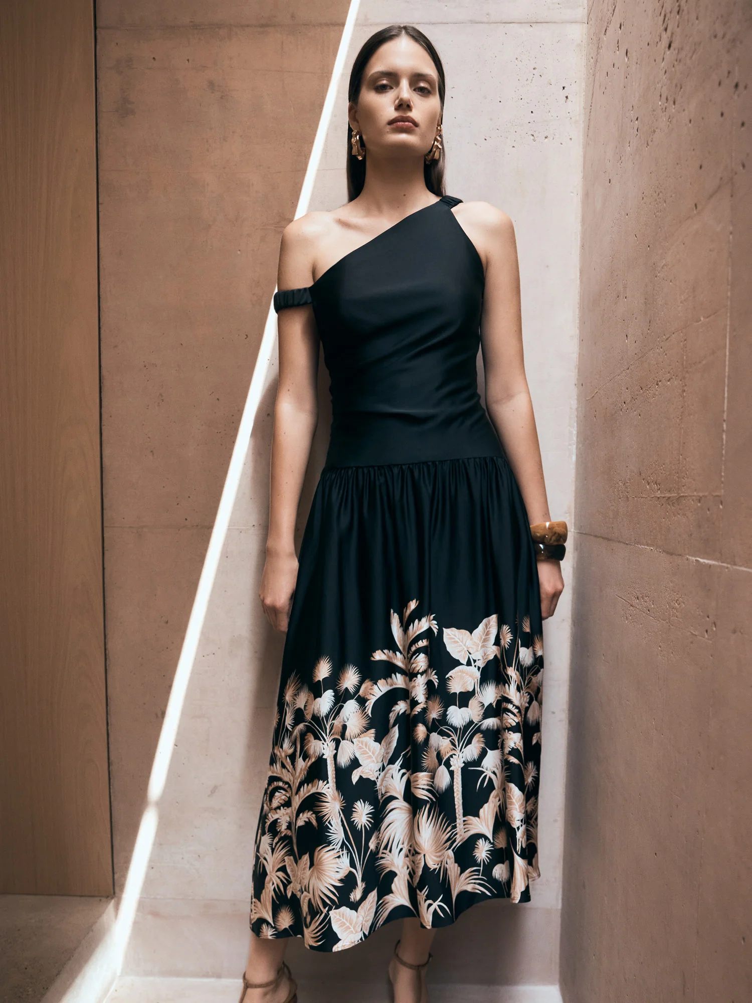 TROPICAL BORDER ASYMMETRIC NECK DRESS - Image 7