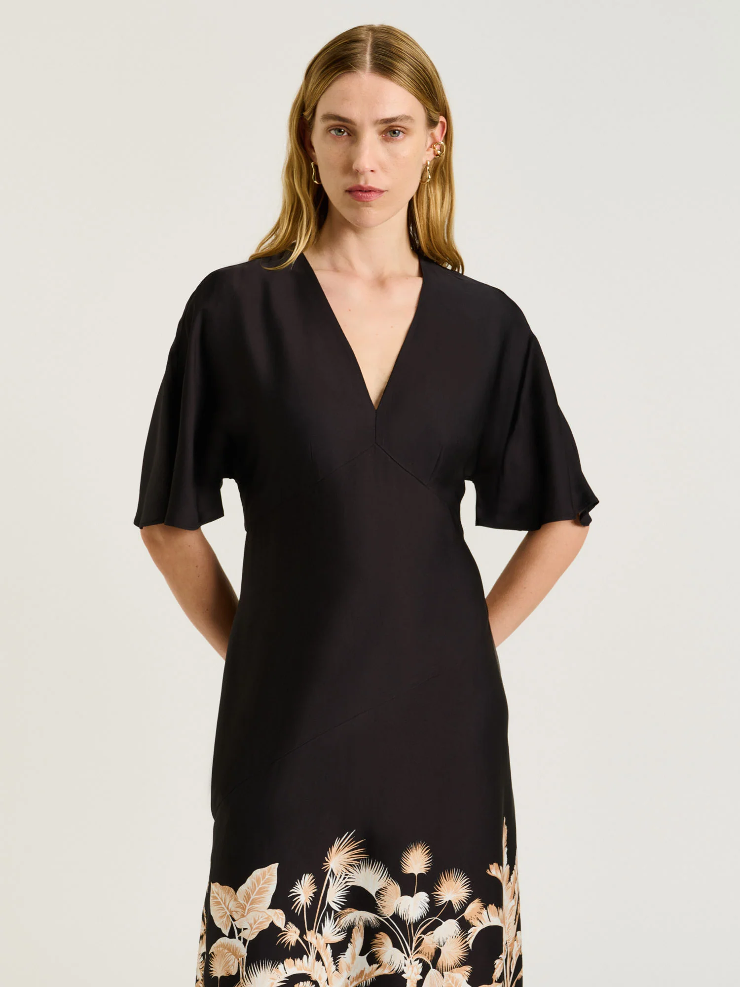 TROPICAL BORDER SATIN MIDI DRESS - Image 2