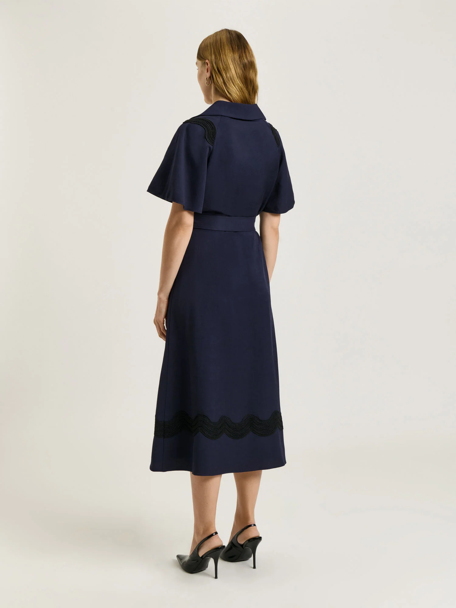 VISCOSE LINEN TWILL SHIRTDRESS WITH LACE - Image 3