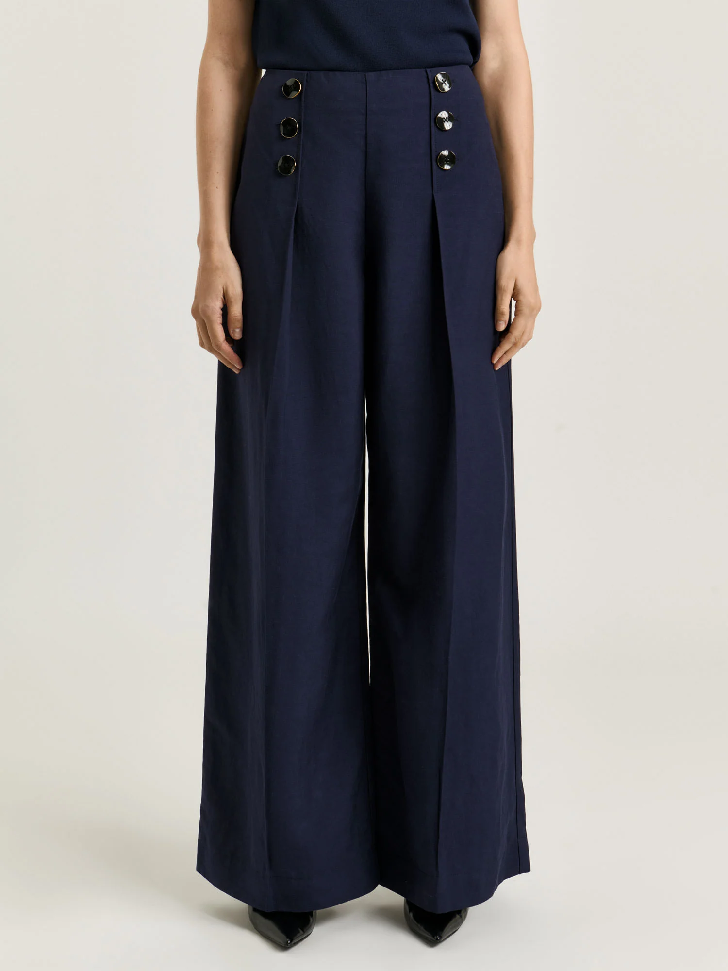 VISCOSE LINEN TWILL WIDE LEG PANT - Image 2