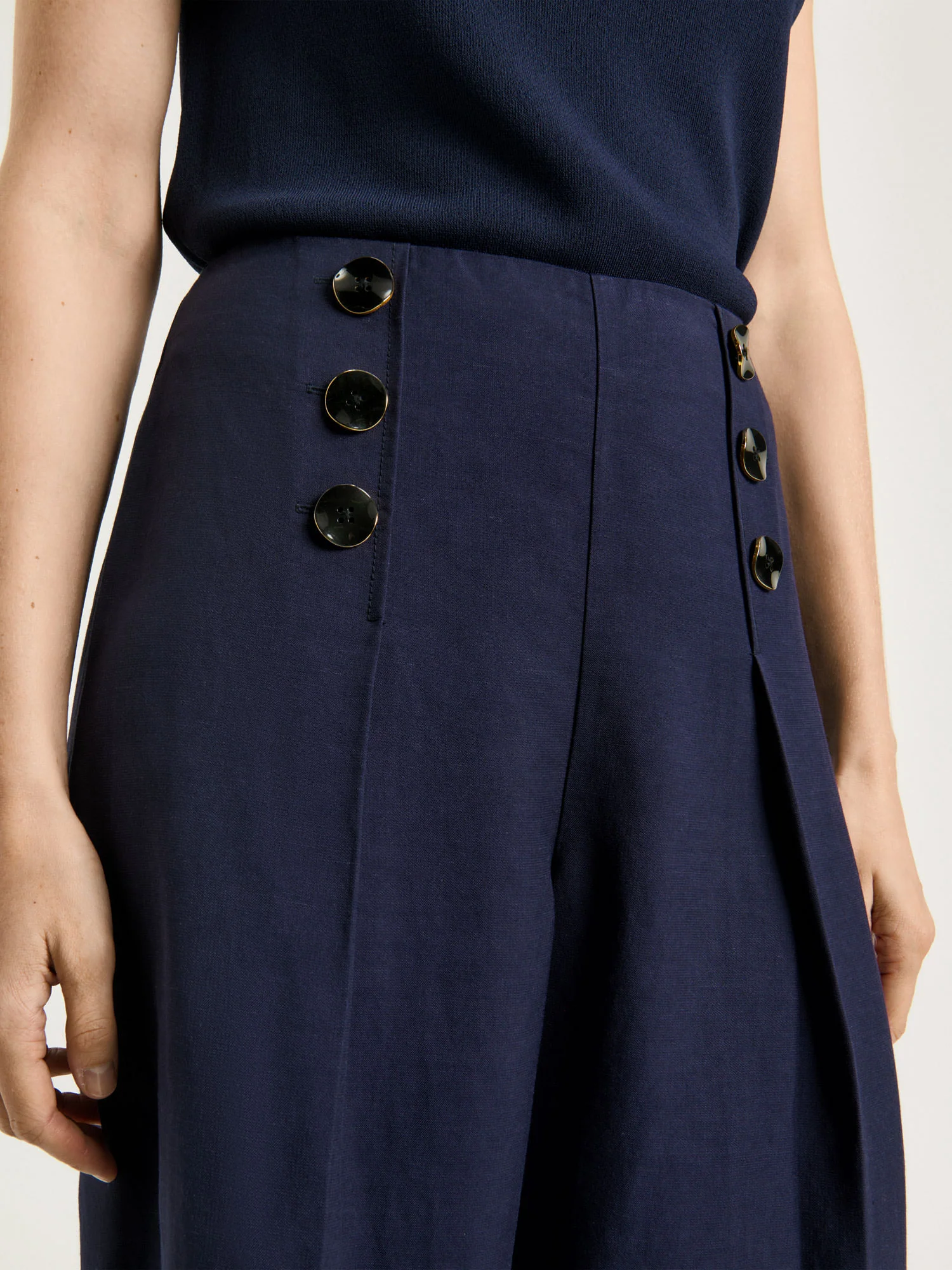 VISCOSE LINEN TWILL WIDE LEG PANT - Image 4